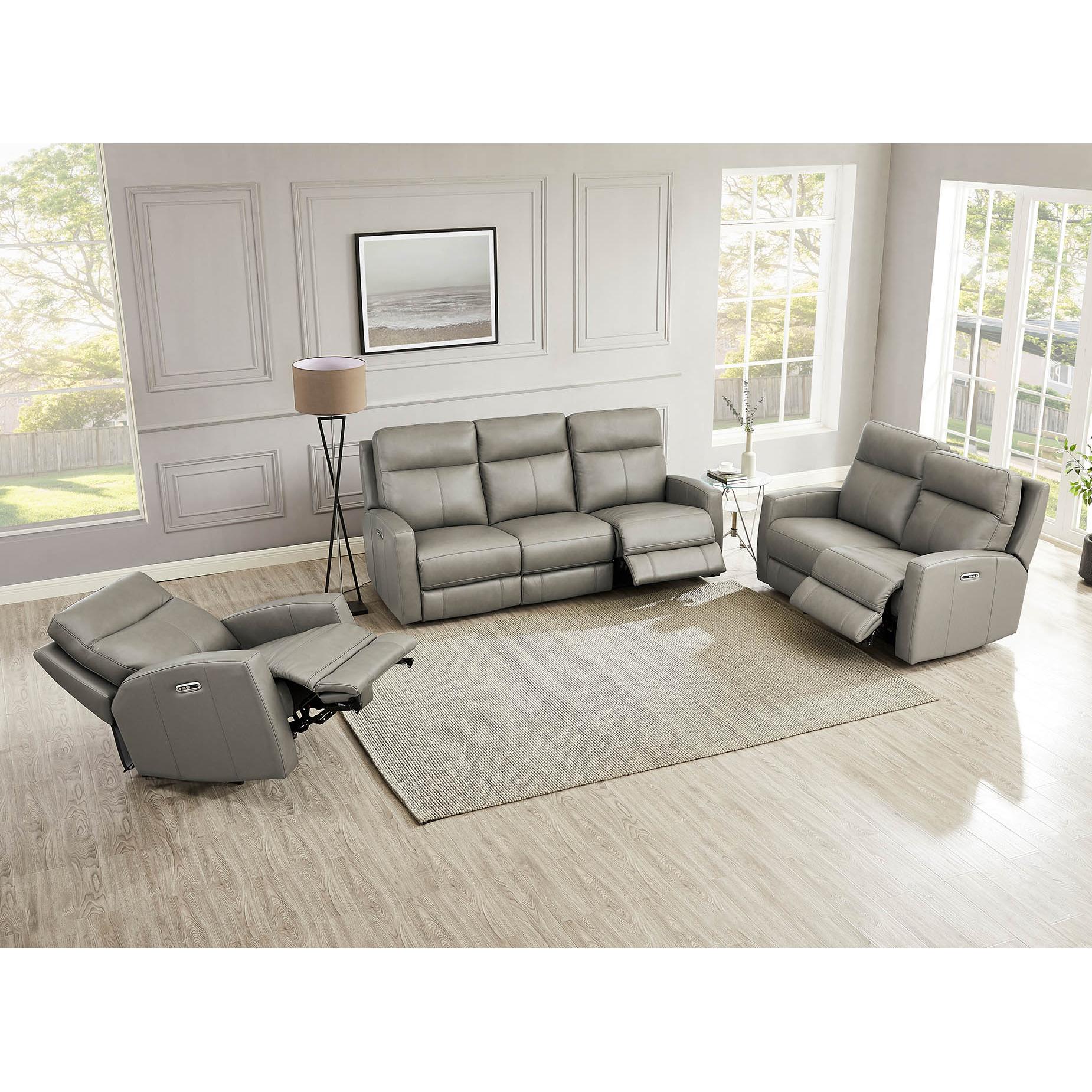 Amax Leather Modena 6806-20P2Z-2376 Power Reclining Loveseat - Bravo Concrete - Image 8