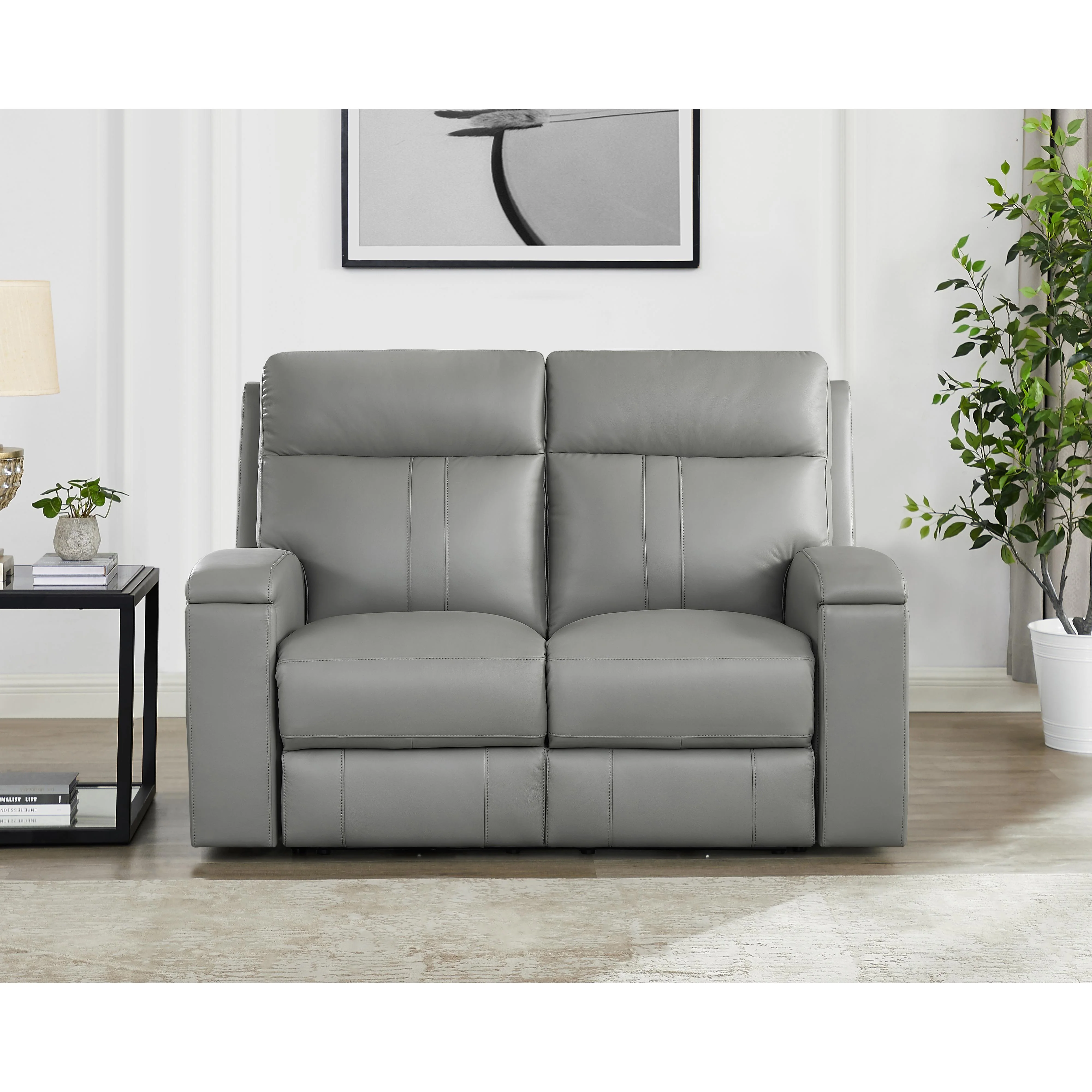 Amax Leather Sullivan 7076W-20P2Z-2517 Power Reclining Zero Grav. Loveseat - Silver Gray - Image 2