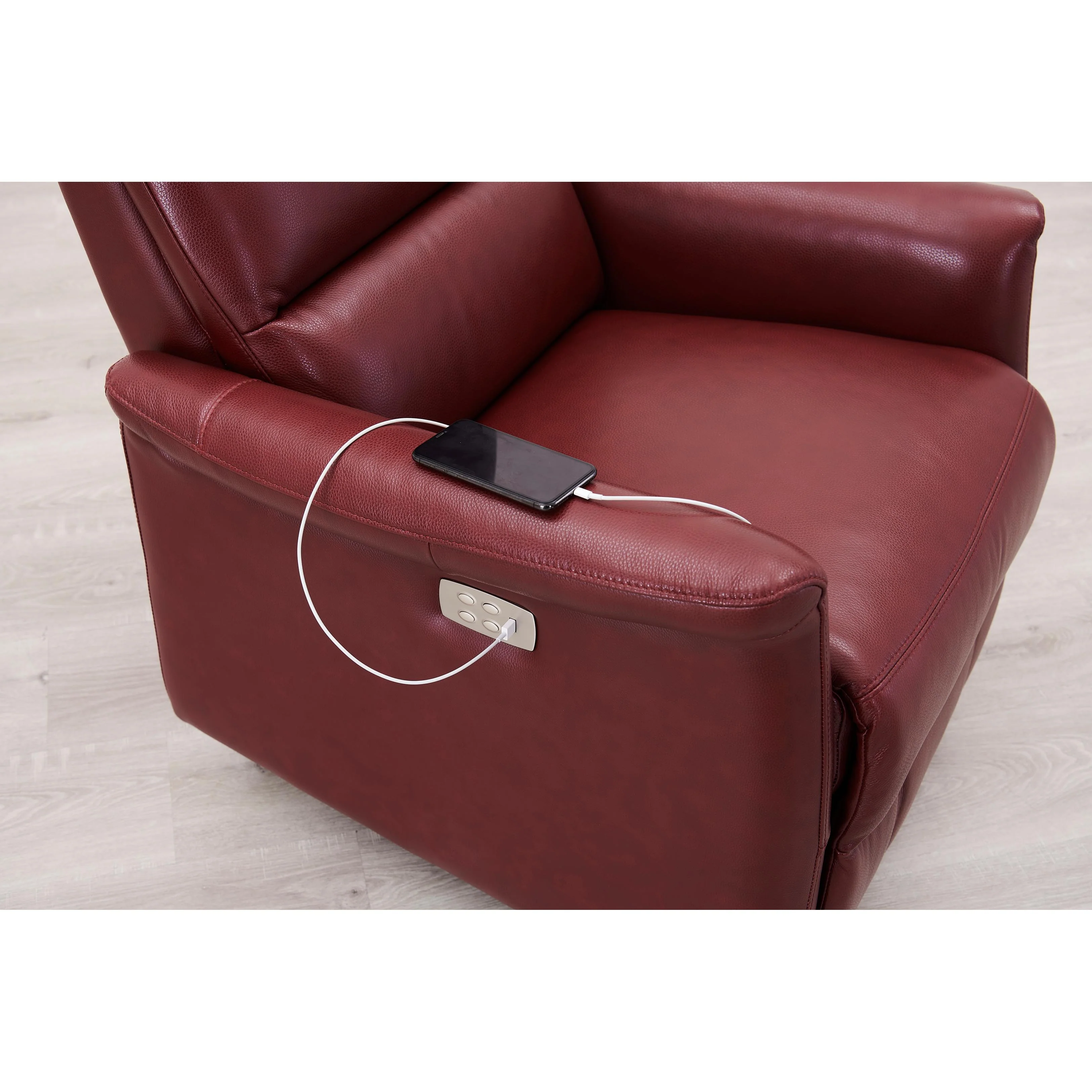 Amax Leather Dante 6610W-10P2-2169 Power Recliner with Headrest - Cranberry - Image 9