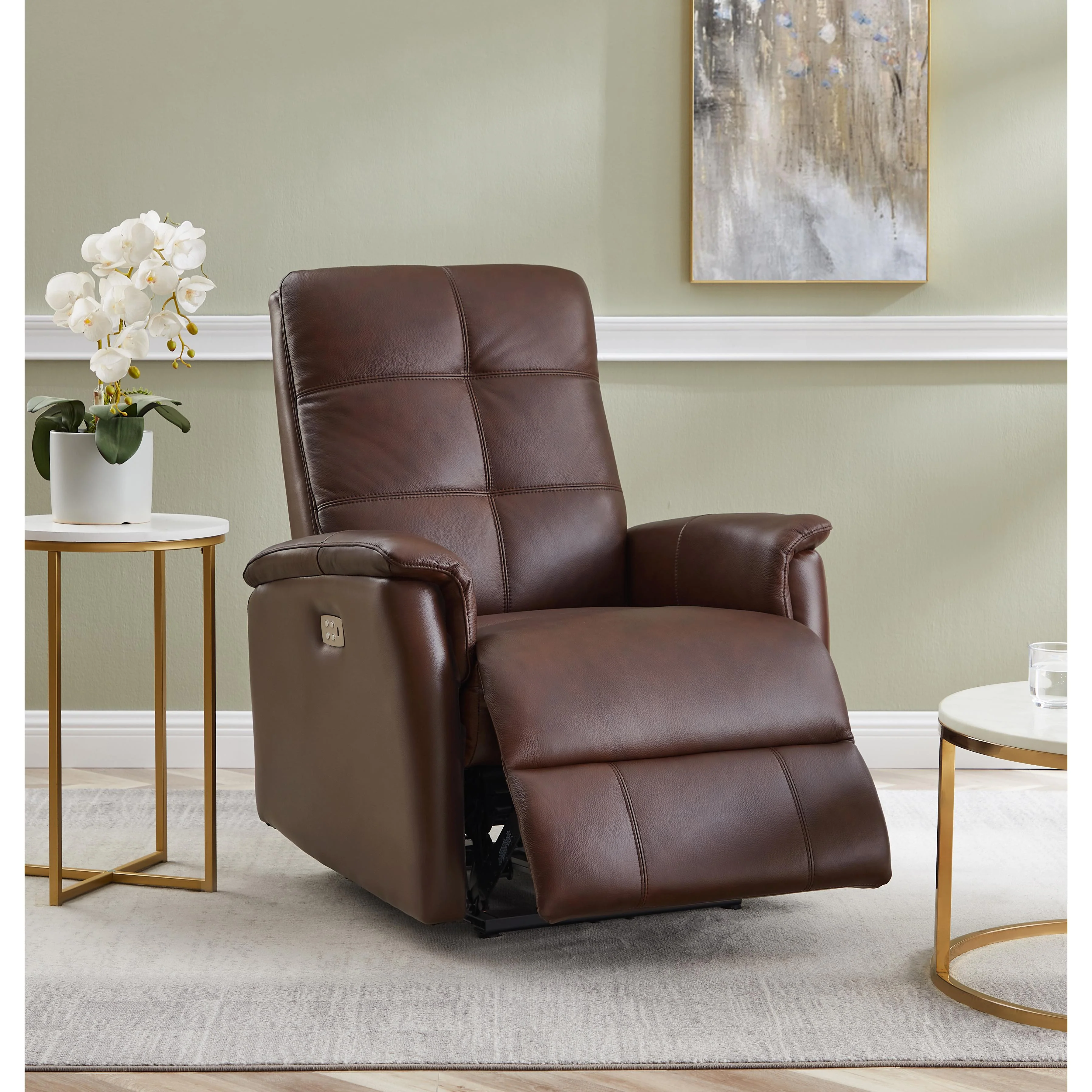 Amax Leather Benson 6673W-10P2-2372 Power Recliner with Headrest - Raisin - Image 6