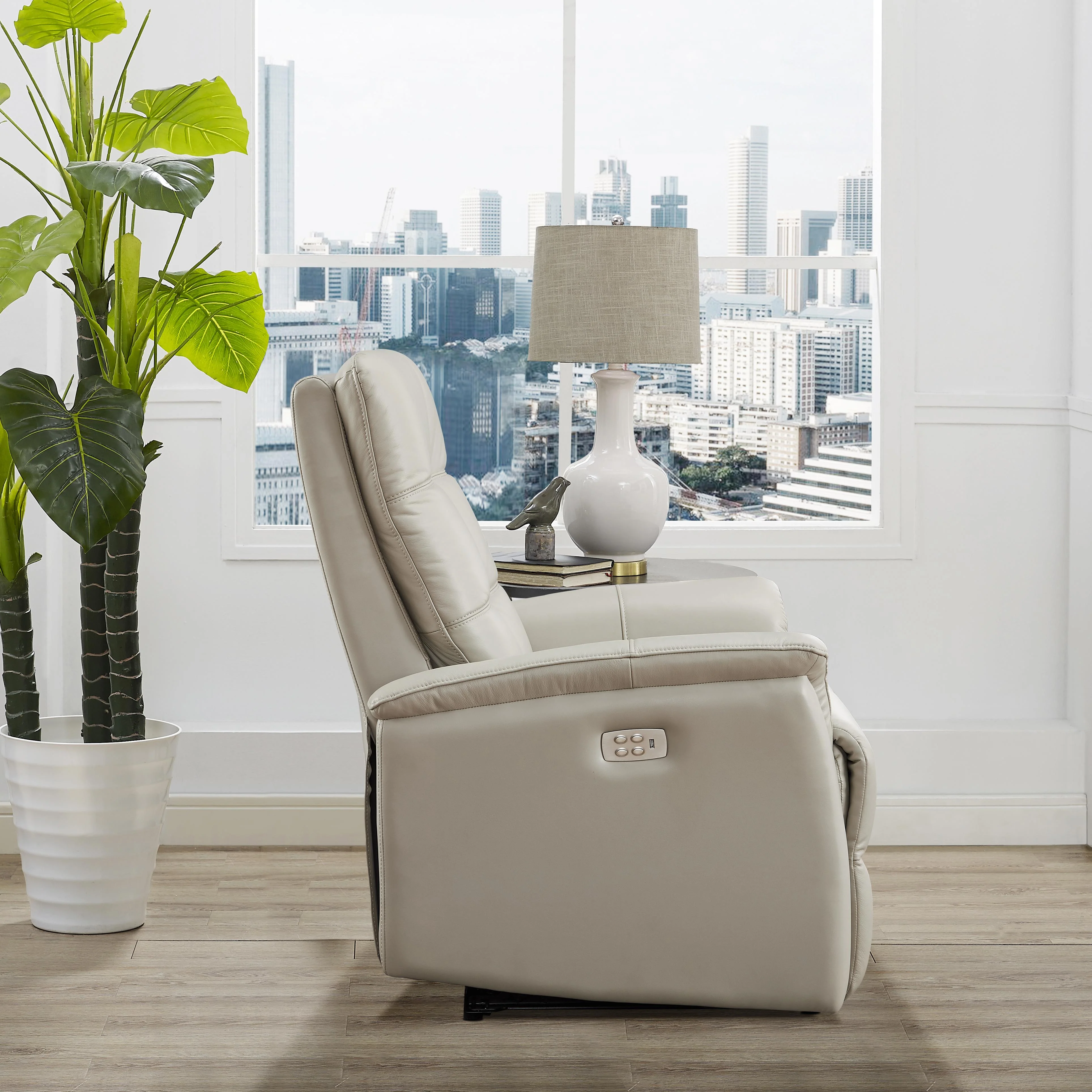 Amax Leather Benson 6673W-10P2-2515 Power Recliner with Headrest - Ice - Image 5