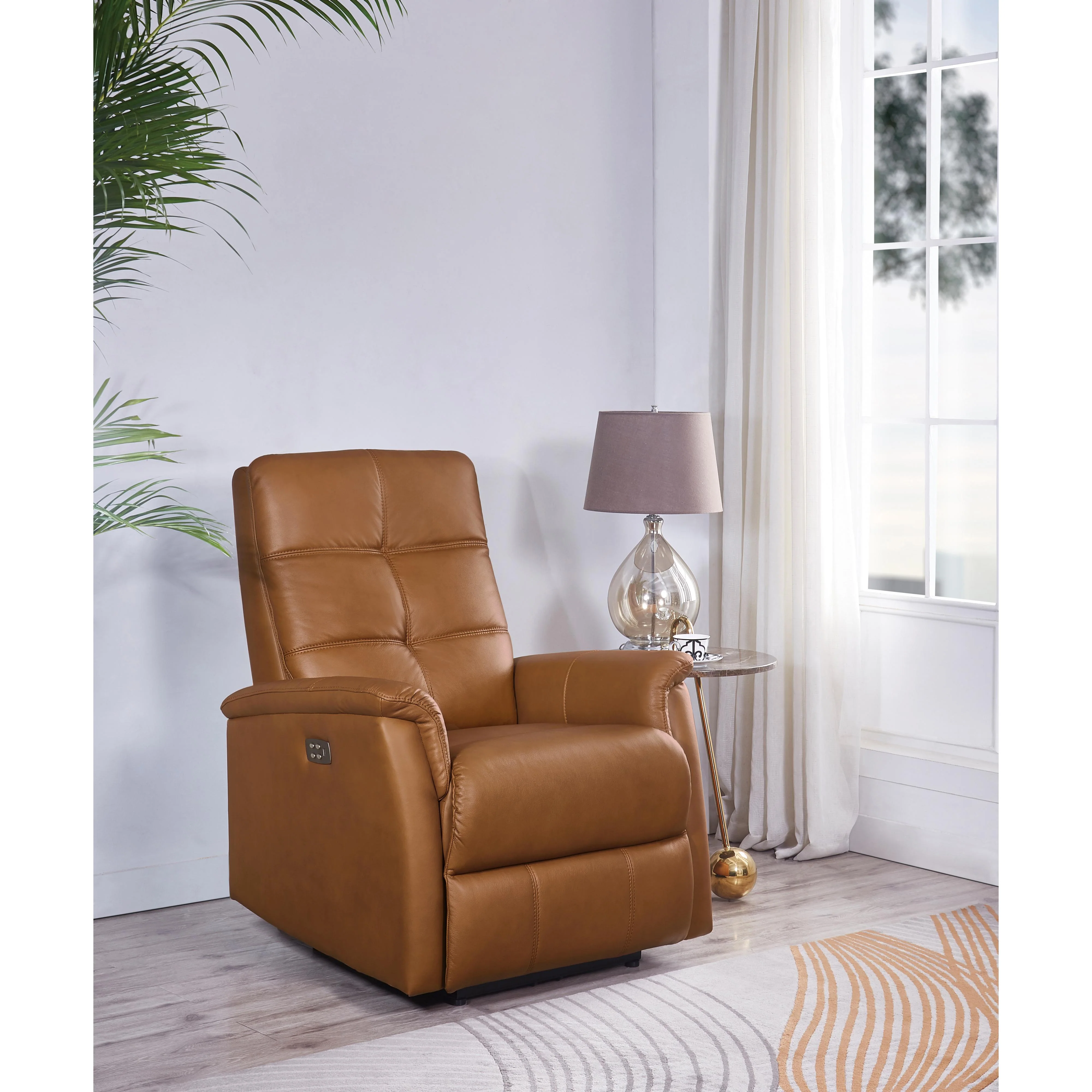 Amax Leather Benson 6673W-10P2-2523 Power Recliner with Headrest - Cognac - Image 3