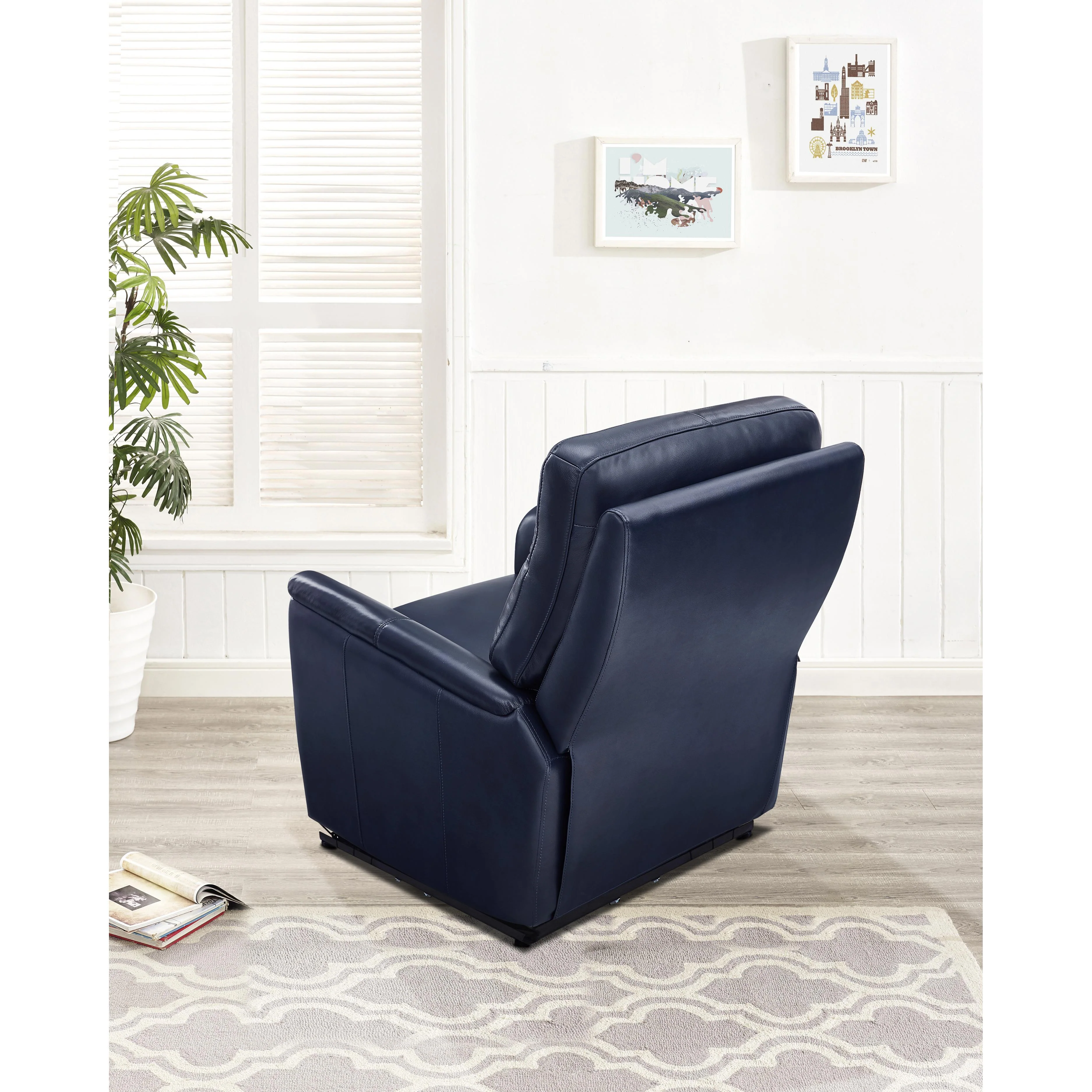 Amax Leather Columbia 6915W-10P2-2199 Wide Power Recliner with Headrest - Blue - Image 8