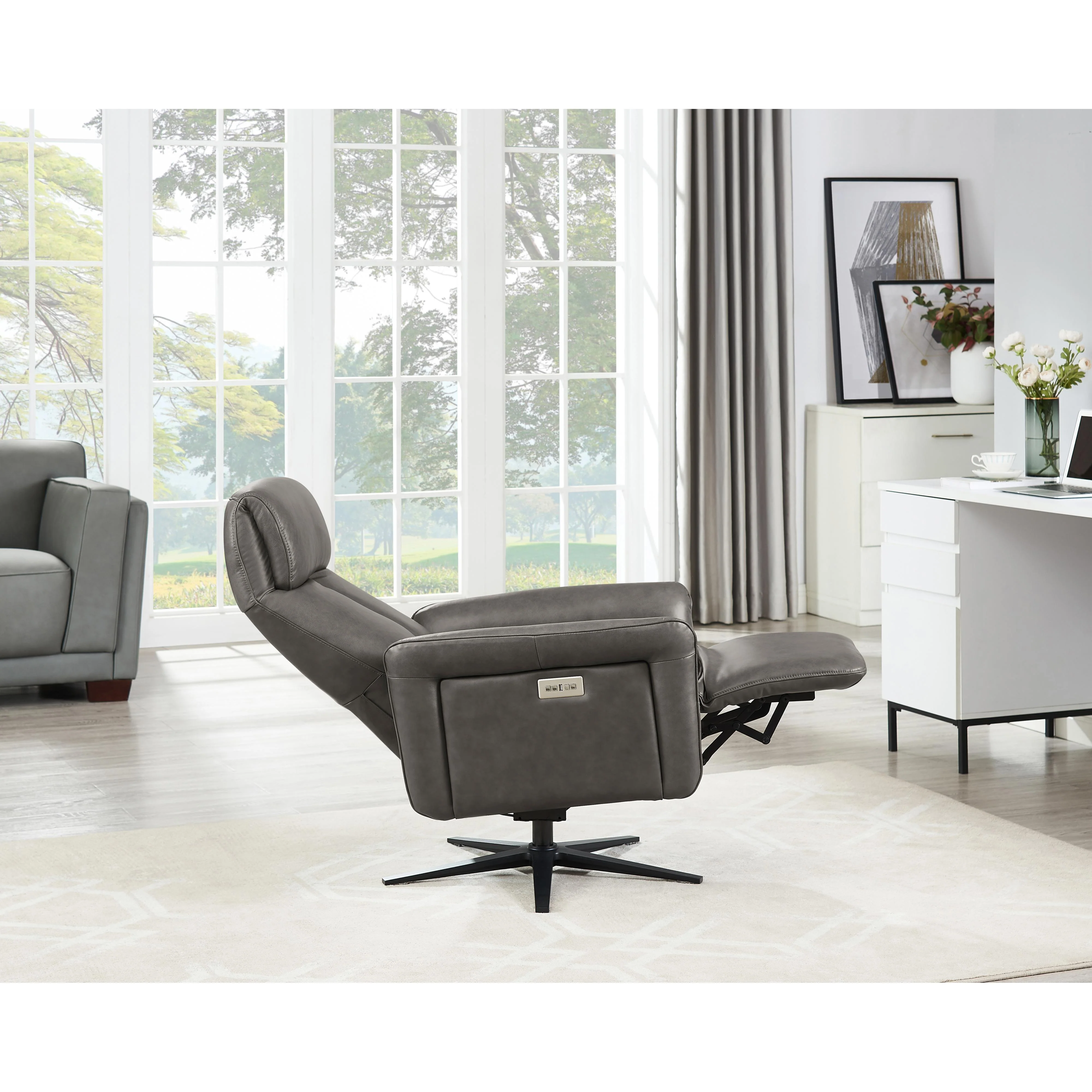 Amax Leather Tulip 8001S-10PSB-5258 Power Swivel Recliner with Battery Pack - Ash - Image 14