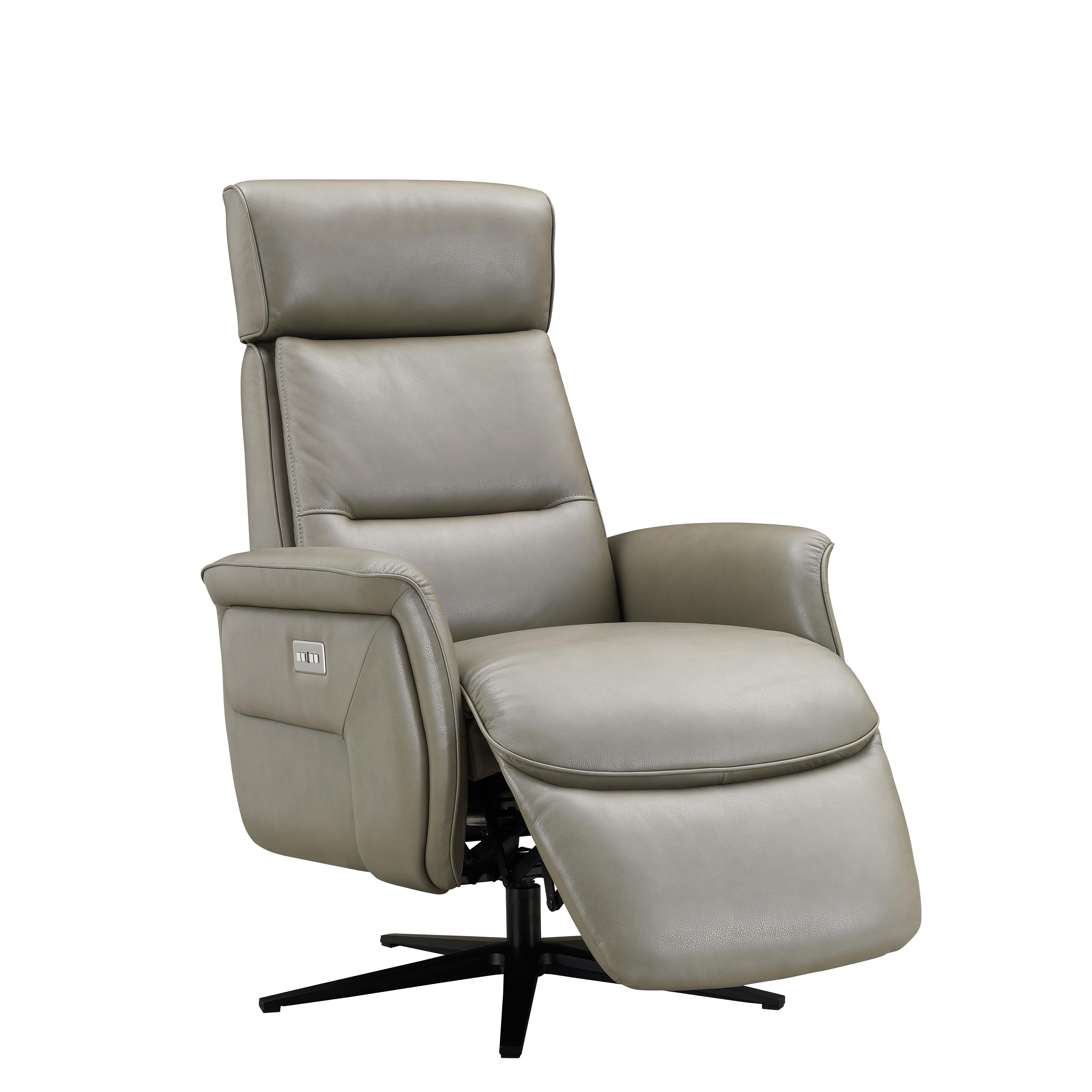 Amax Leather Julius 8002S-10PSB-2376 Power Swivel Recliner with Battery Pack - Concrete - Image 3