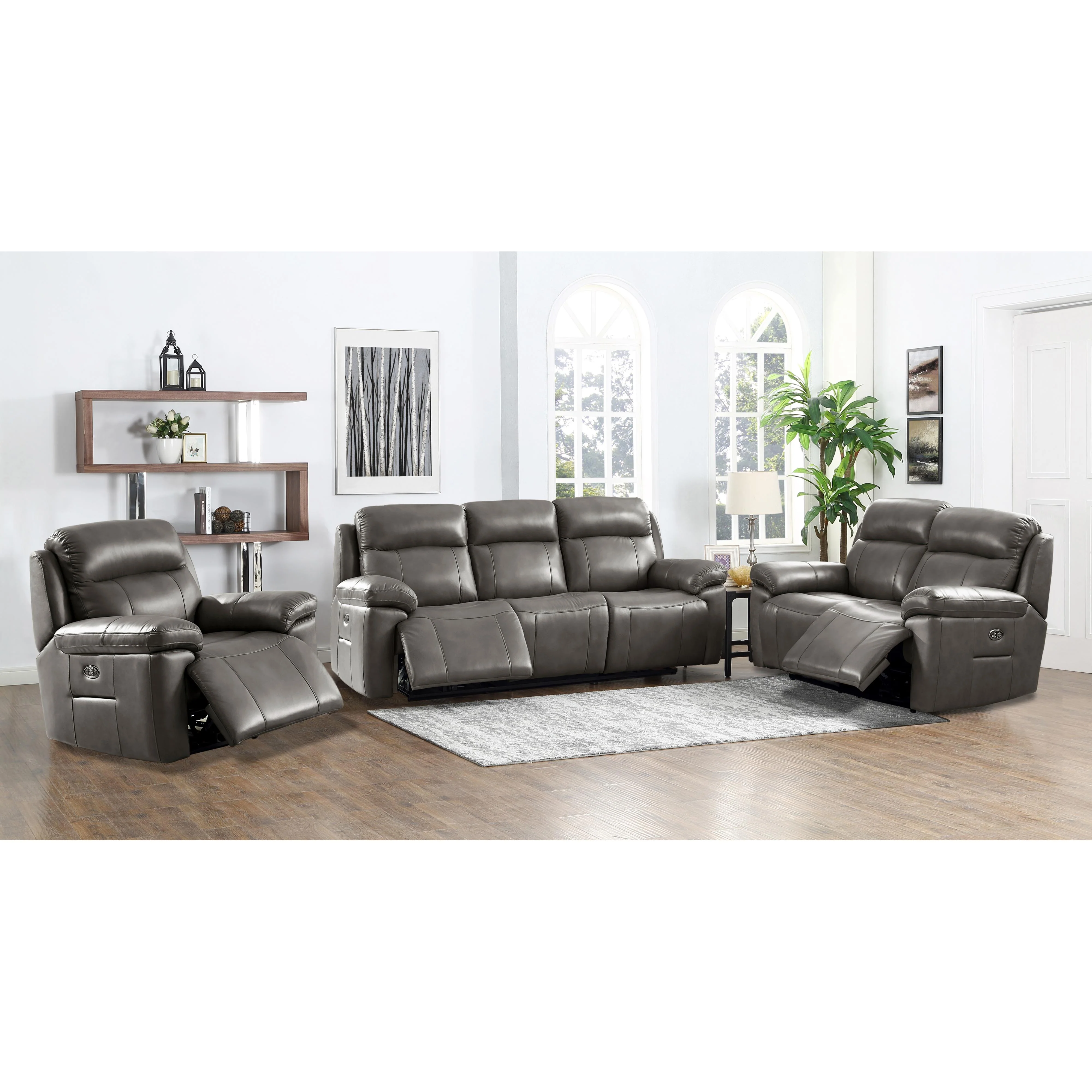 Amax Leather Sydney 6565 Power Reclining Zero Gravity Sofa - Chatham Grey - Image 5