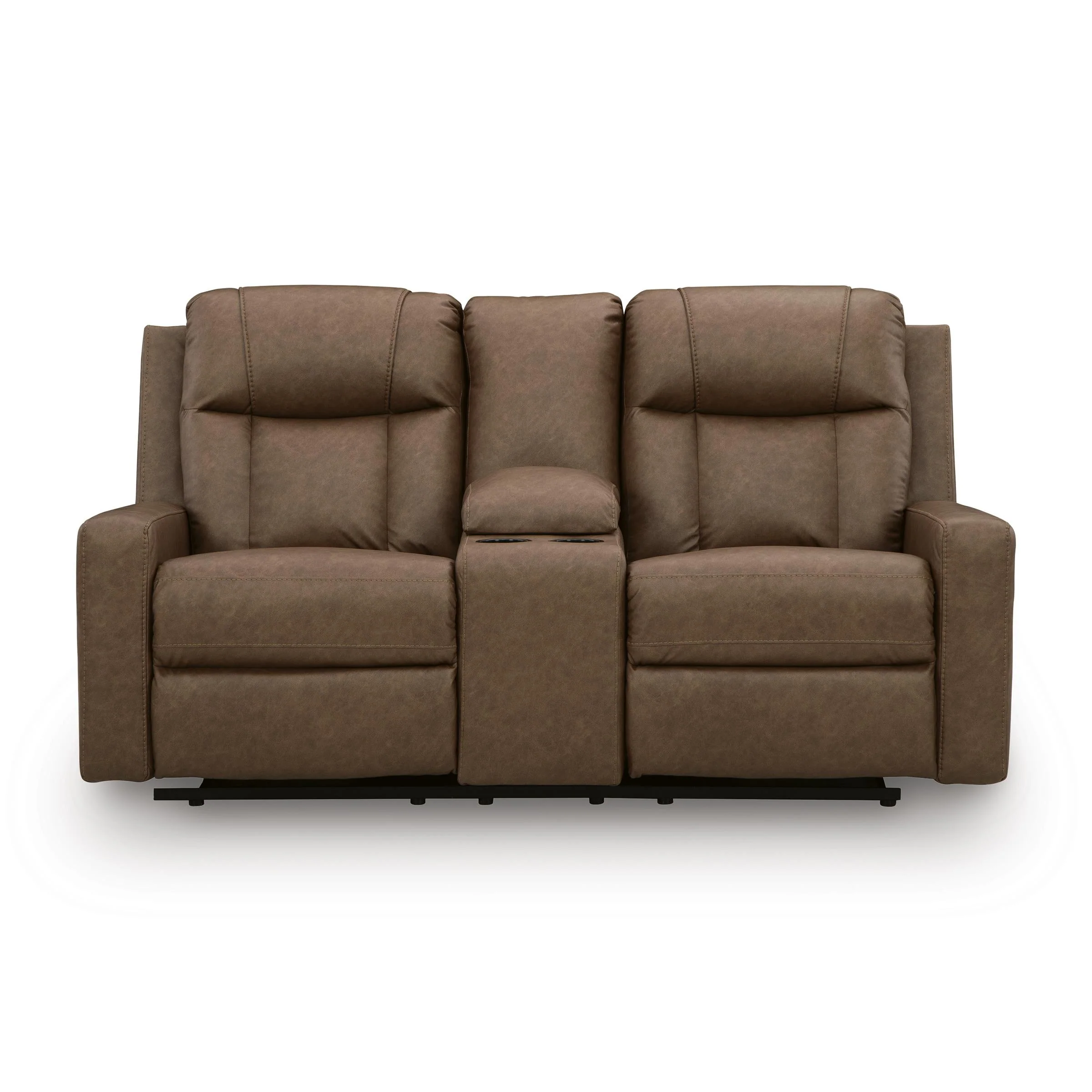 Benchcraft Mackmenville Reclining Leather Look Loveseat with Console 7471494 - Image 3