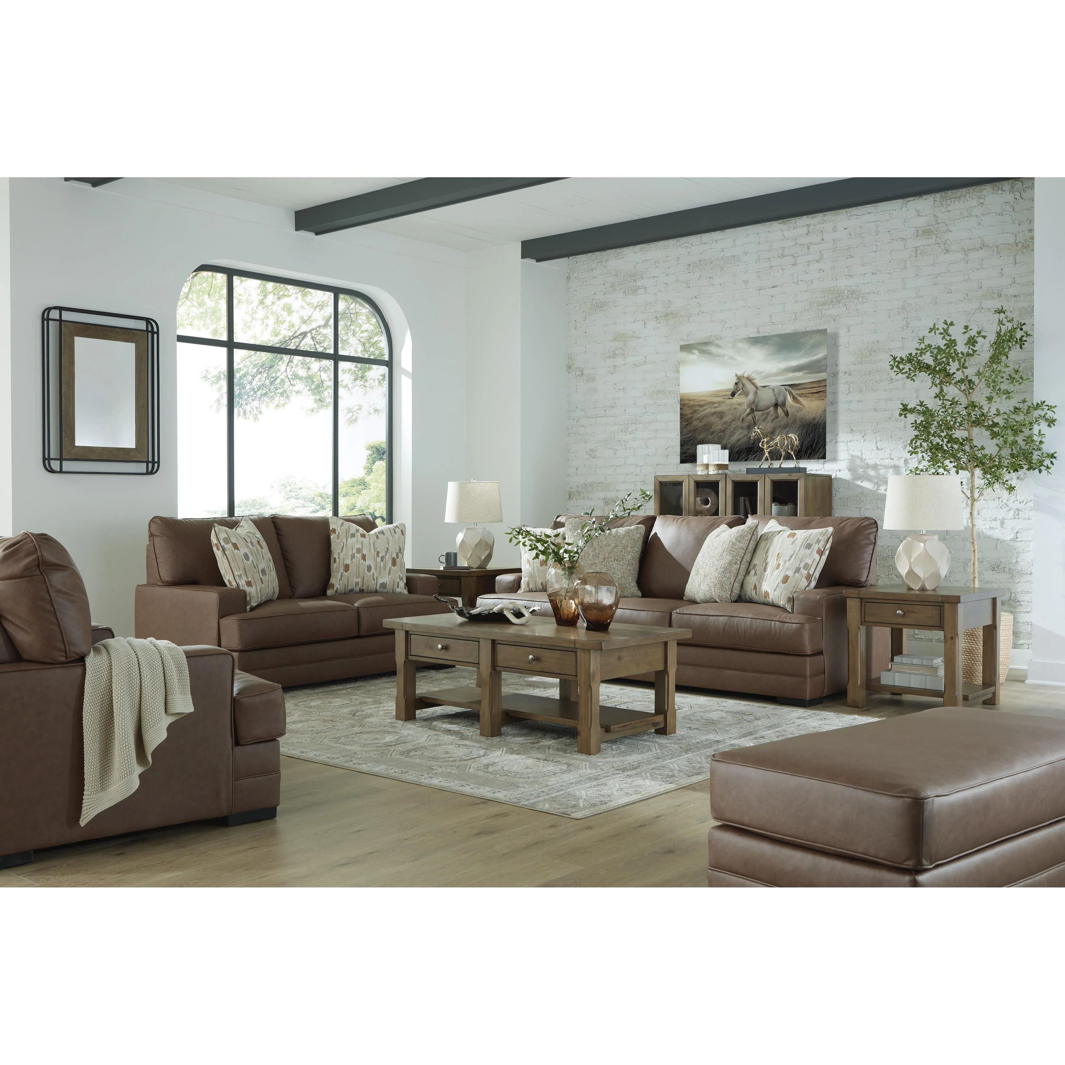 Benchcraft VillaCourt Stationary Leather Look Sofa 7490938 - Image 7