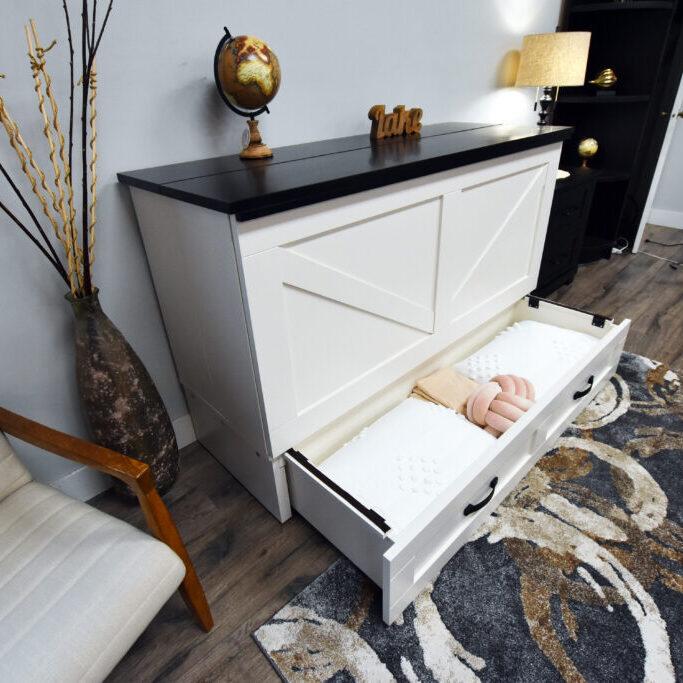 Cabinet Bed Barn Queen Cabinet Bed - White and Black - Image 13