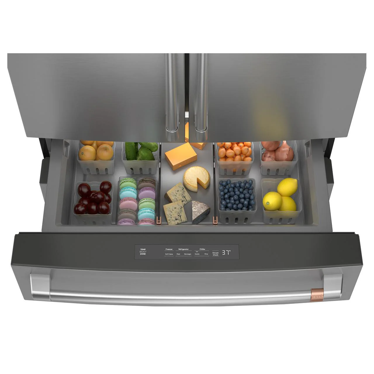 Café 36-inch, 23.2 Cu. Ft. Smart Counter-Depth 4-Door French-Door Refrigerator CJE23DP2WS1 - Image 4