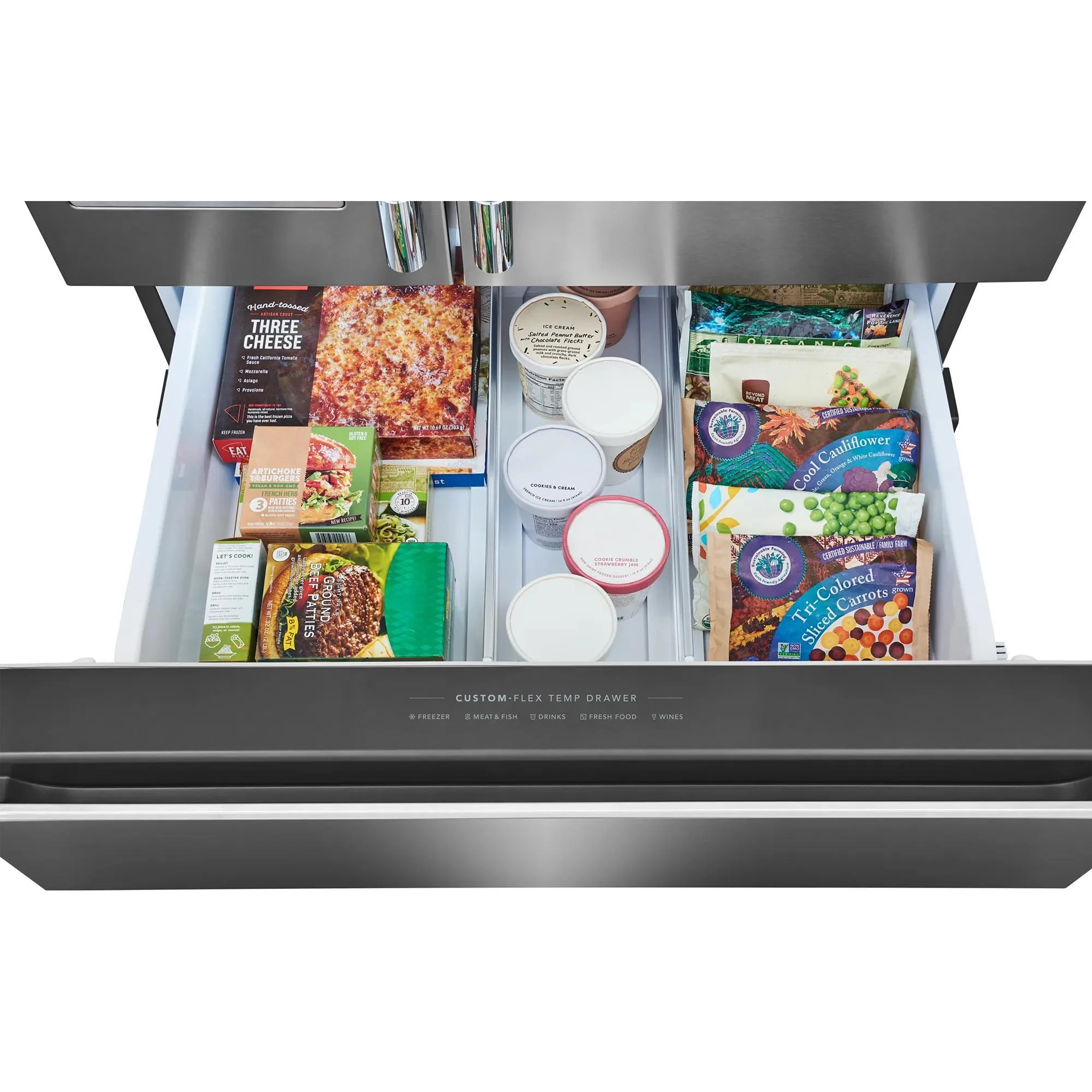 Frigidaire Professional 36-inch, 26.3 cu. ft. Freestanding French 4-Door Refrigerator with Custom-Flex® Temperature Drawer PRMS2790BF - Image 8
