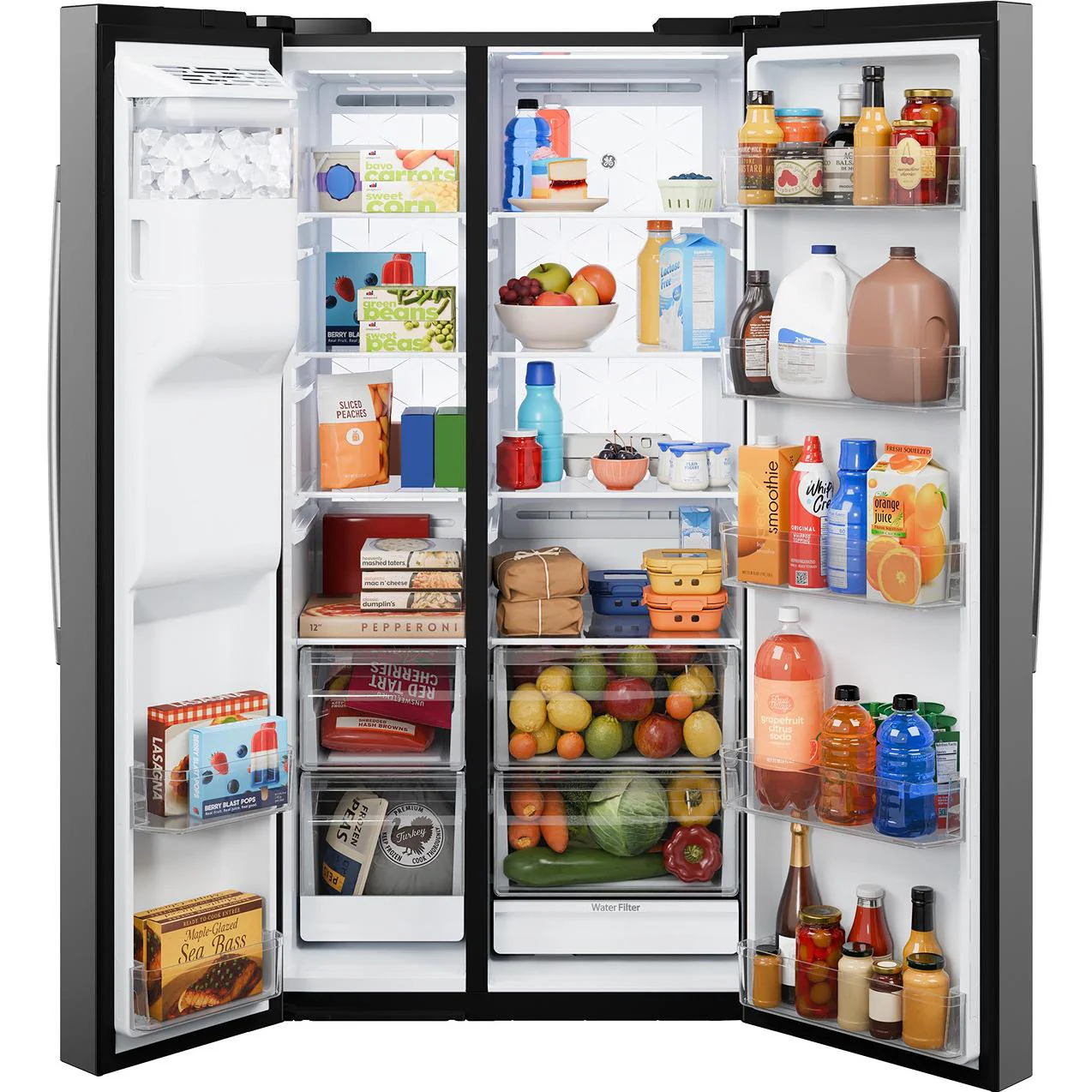 GE 36-inch, 27.7 cu. ft. Side-By-Side Refrigerator with Extra Tall Dispenser GSS28PYYFS - Image 5
