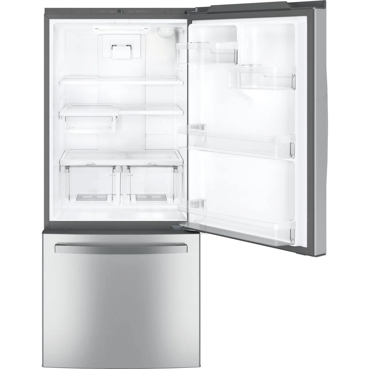 GE 30-inch, 21 cu.ft. Freestanding Bottom Freezer Refrigerator with Interior Ice Maker GDE21EYKFS - Image 3