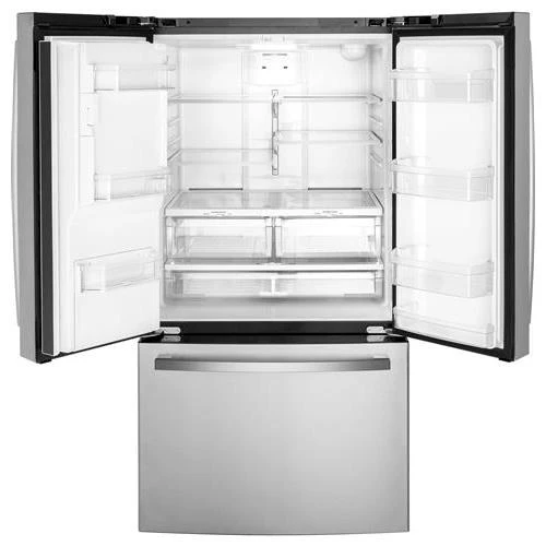 GE 36-inch, 25.6 cu.ft. Freestanding French 3-Door Refrigerator with Multiflow Air System GFE26JYMFS - Image 3