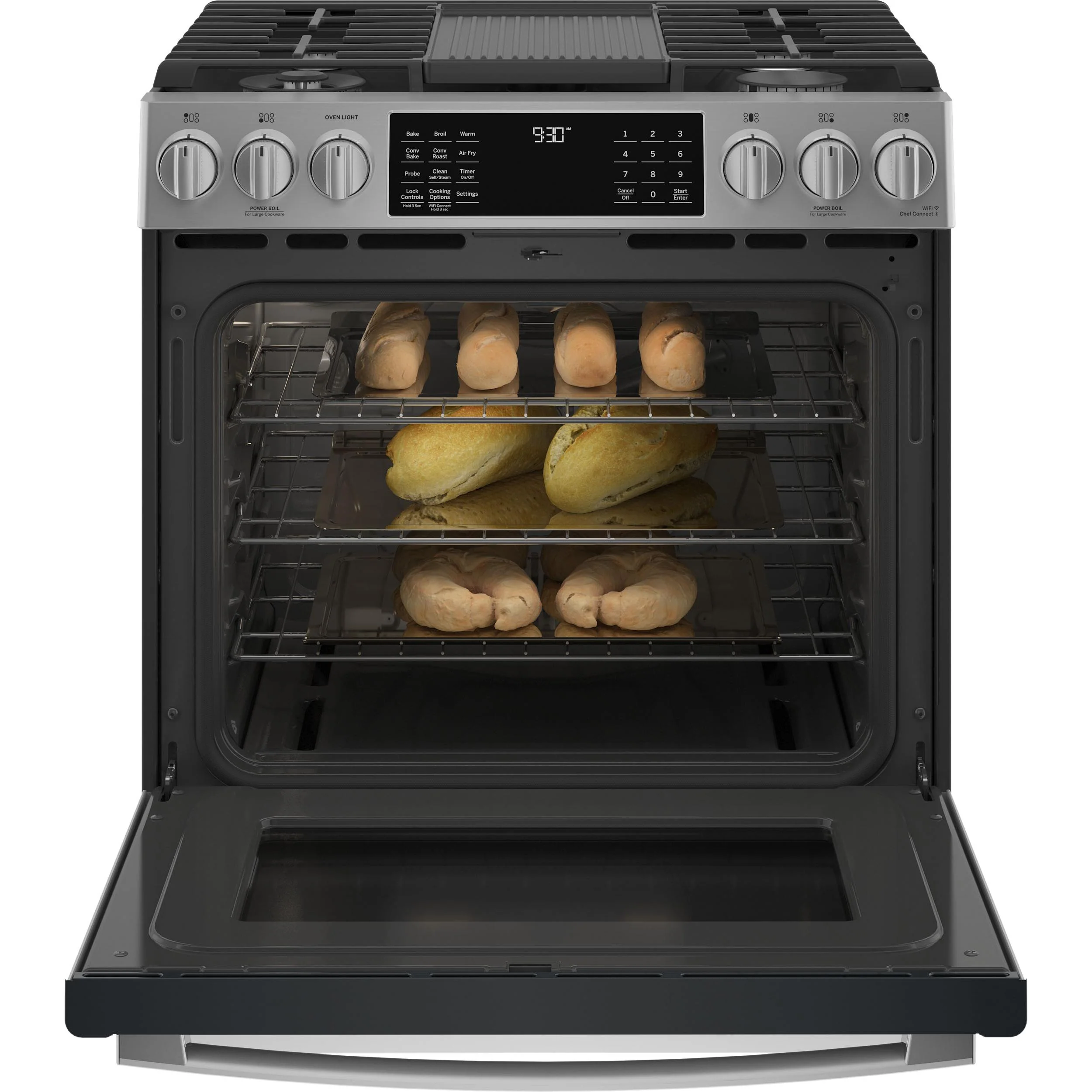 GE Profile 30-inch Slide-In Gas Range with Wi-Fi Connect PCGS930YPFS - Image 3