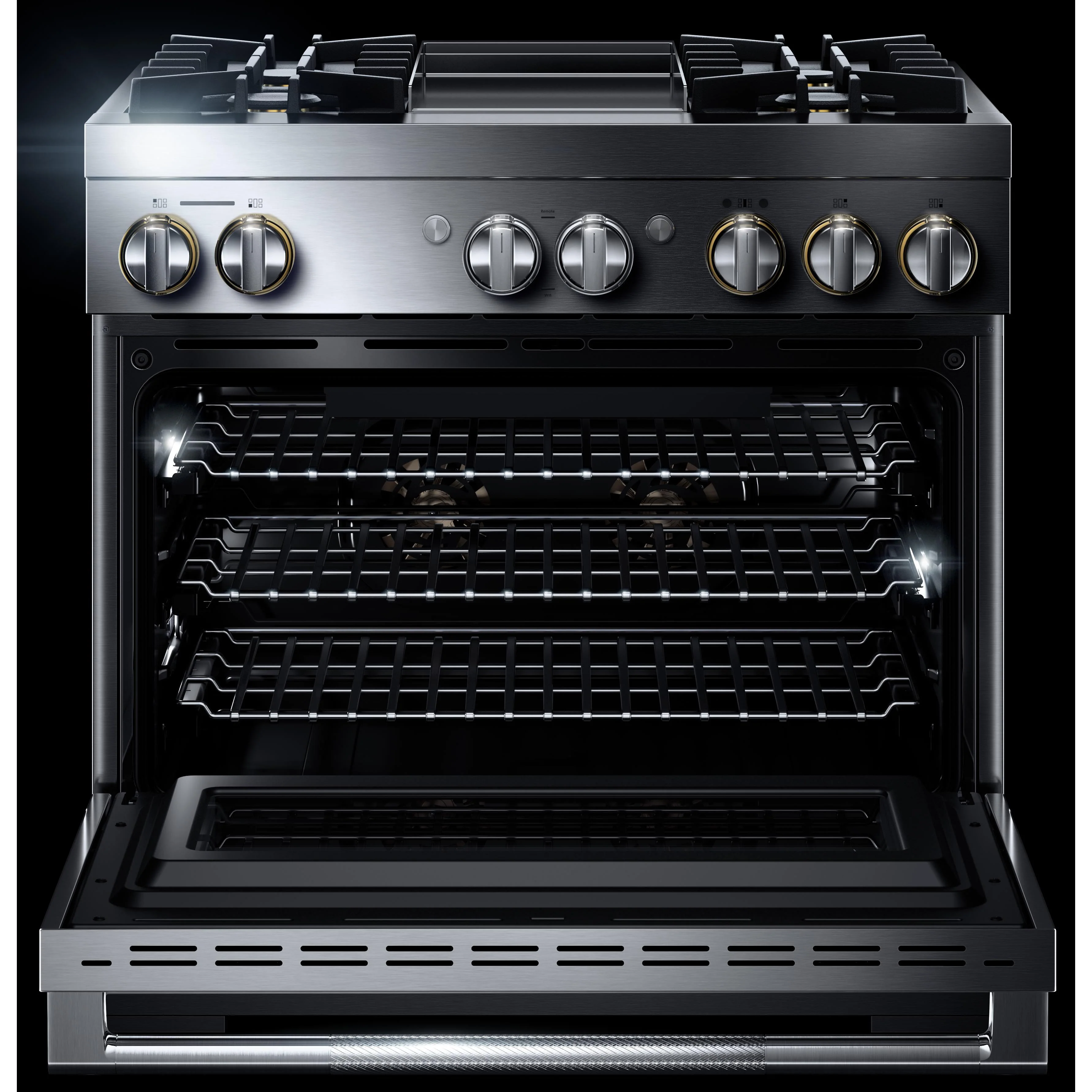 JennAir Rise 36-inch Professional-Style Dual-Fuel Range with Chrome-Infused Griddle and Steam Assist JDSP536HL - Image 2