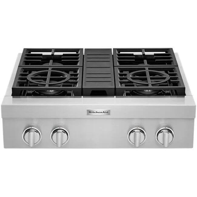 KitchenAid 30-inch Built-in Gas Rangetop with Ultra Power™ Dual-Flame Burners KCGC500JSS