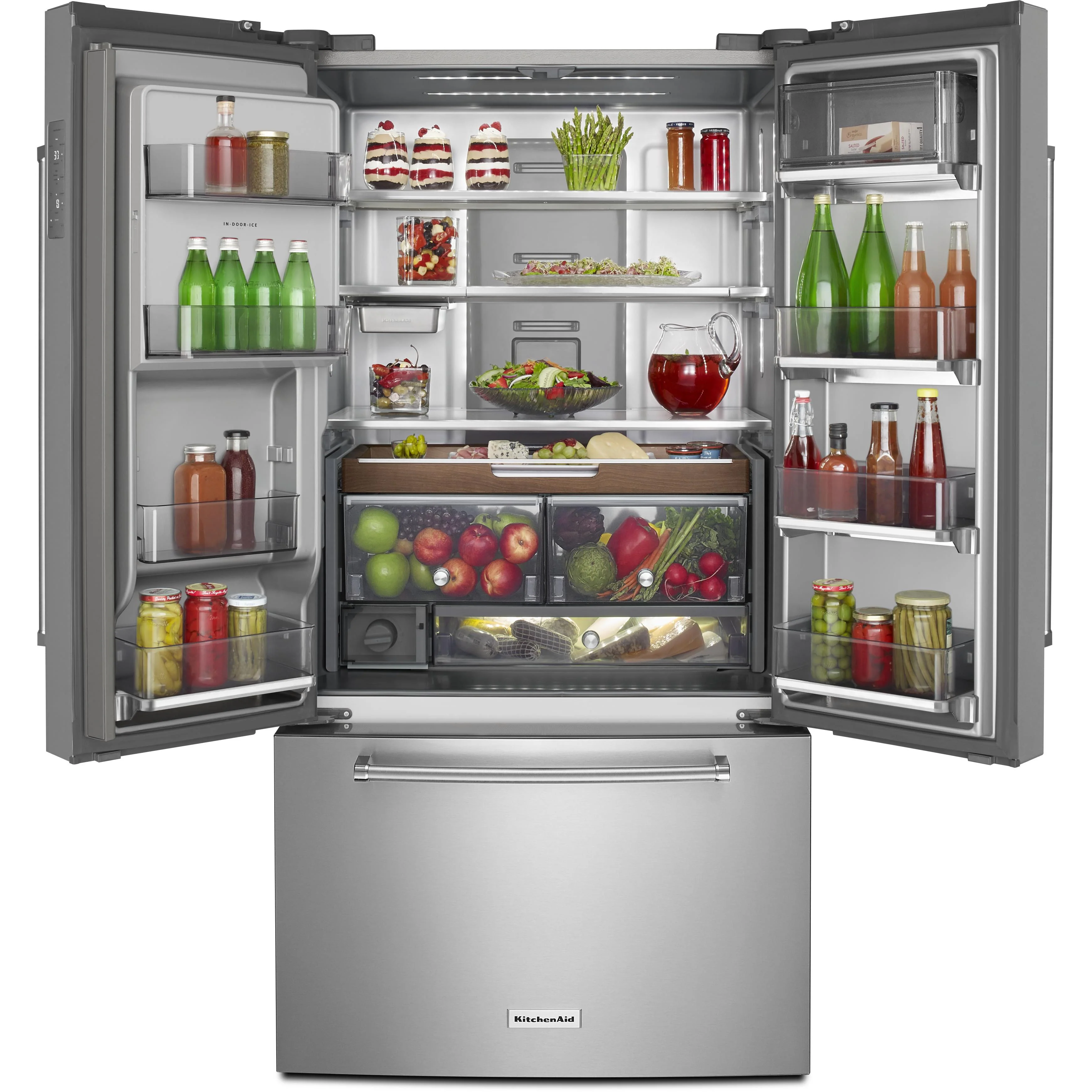 KitchenAid 36-inch, 23.8 cu. ft. Counter-Depth French 3-Door Refrigerator with Ice and Water Dispensing System KRFC704FPS - Image 3