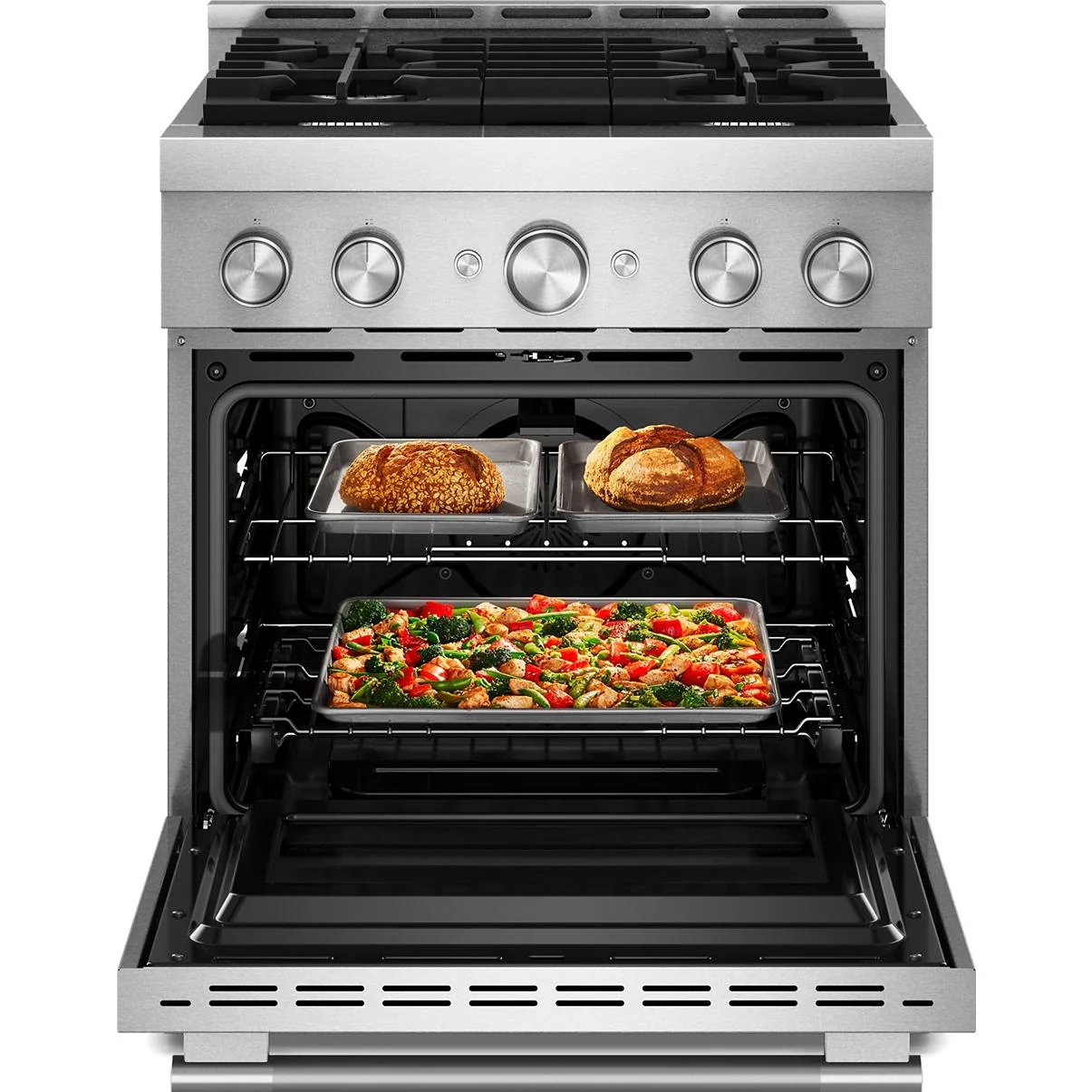 KitchenAid 30-inch Slide-in Gas Range with 4 Burners KFGS930SSS - Image 2