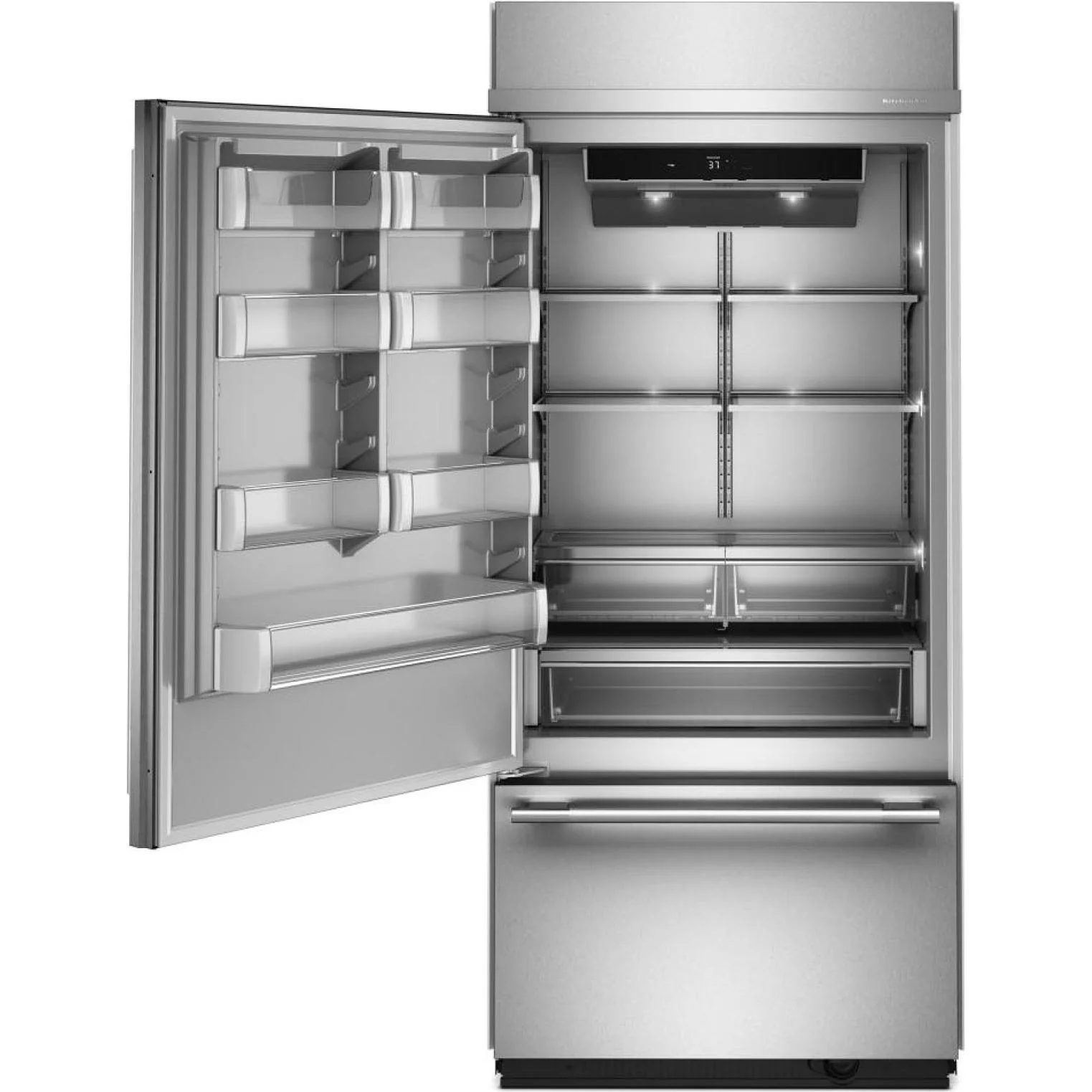 KitchenAid 36-inch, 20.8 cu. ft. Built-in Bottom Freezer Refrigerator KBBL336SPS - Image 2