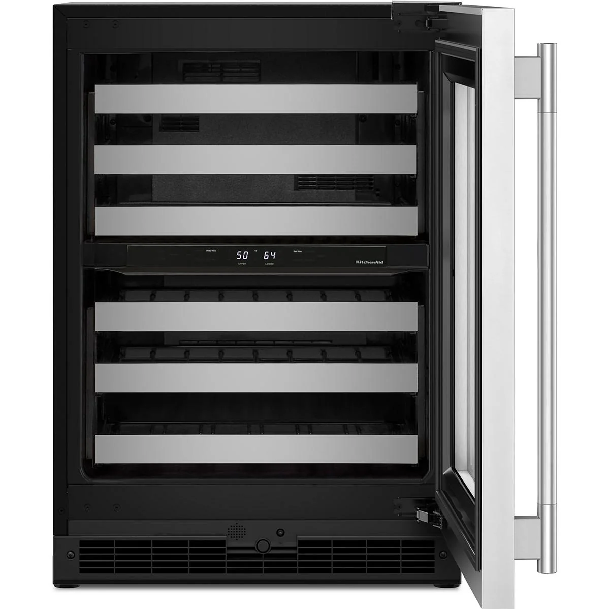 KitchenAid 46-Bottle Undercounter Wine Cellar with Full-Extension Metal-Front Racks KUWR324SSB - Image 3