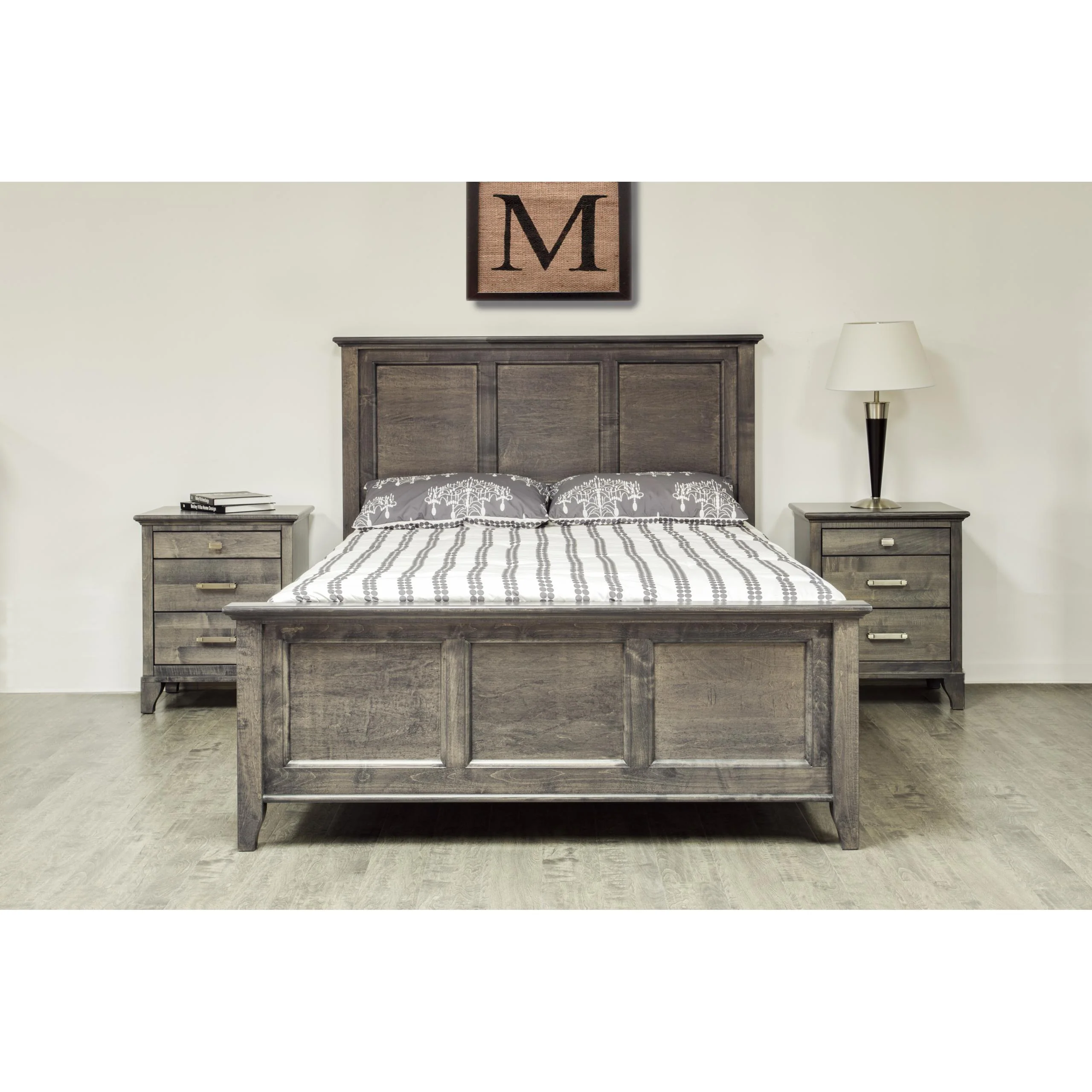 Mako Solid Wood Furniture Acer M-5800-Q Queen Panel Bed - Slate - Image 4