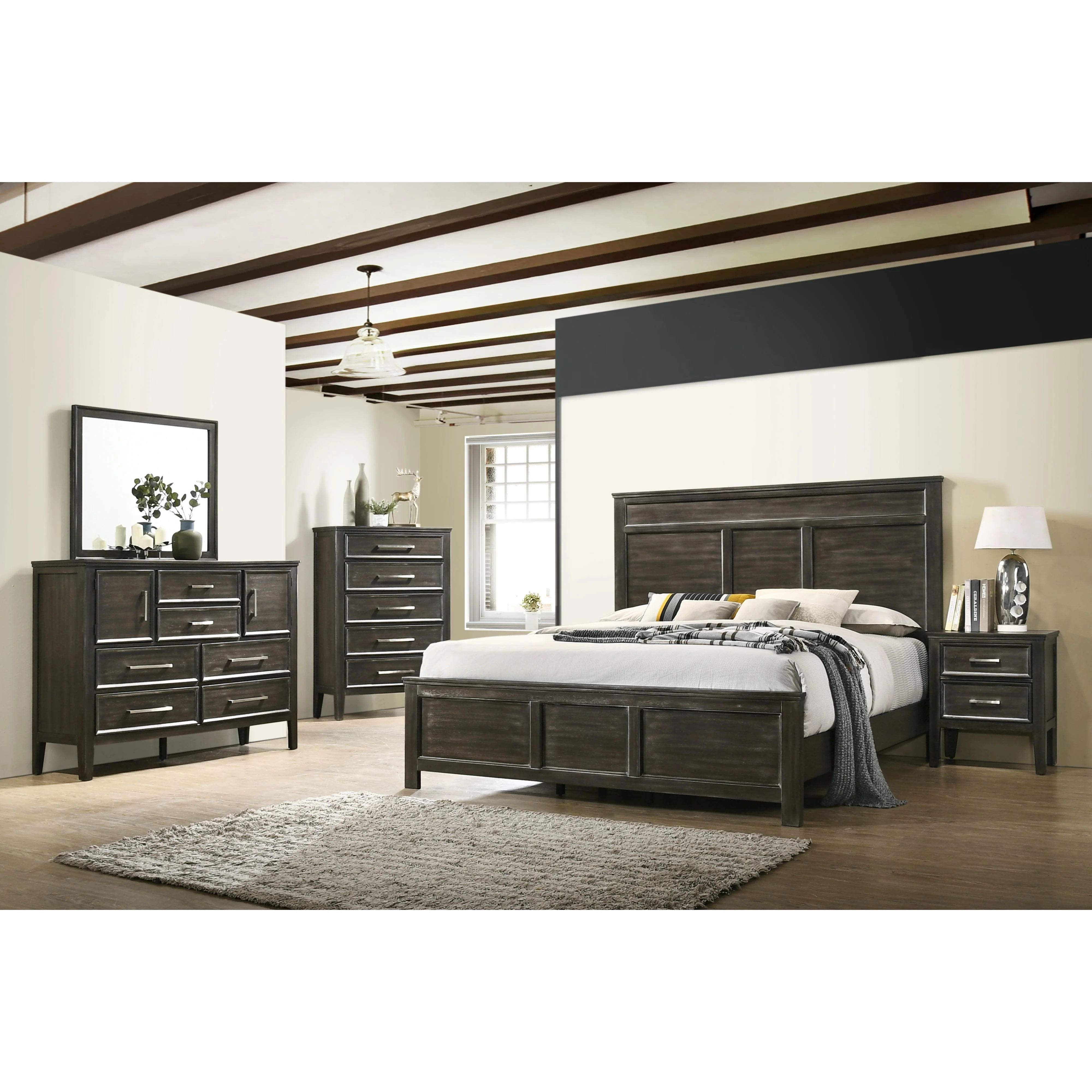 New Classic Furniture Andover B677B Queen Panel Bed - Nutmeg - Image 6