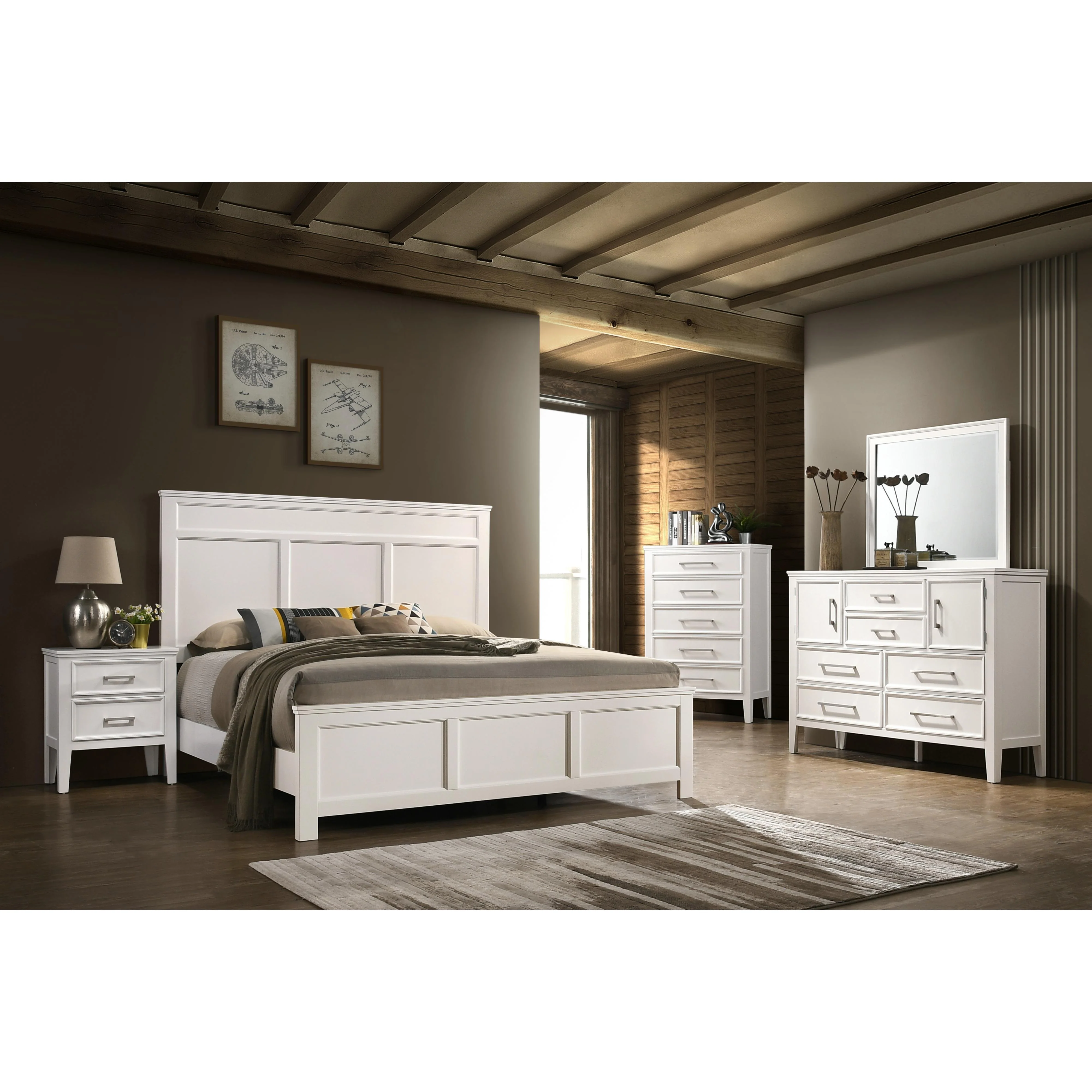 New Classic Furniture Andover B677W Queen Panel Bed - White - Image 6