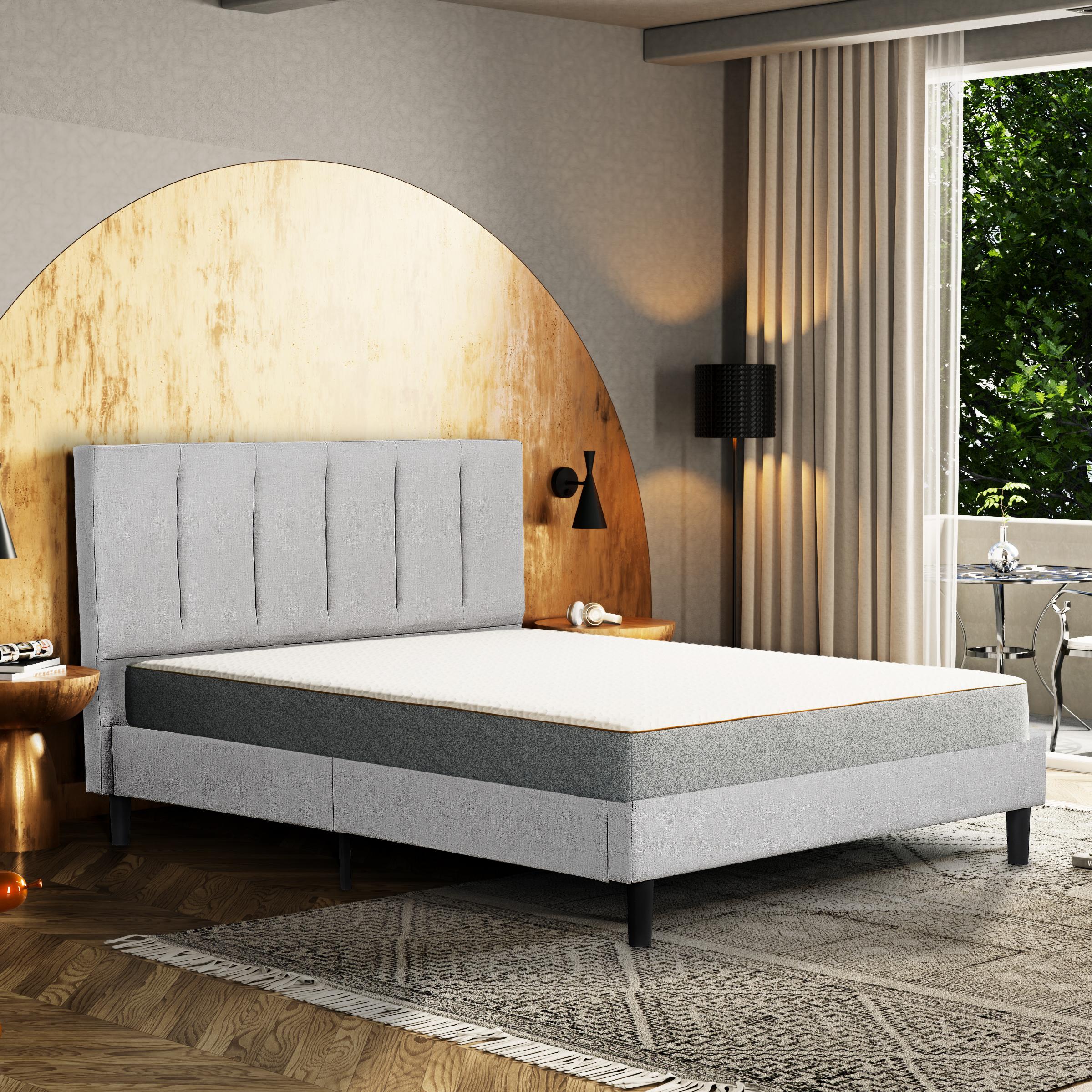 Primo International Ann B3691LIST0XB5Q Queen Upholstered Platform Bed - Stone - Image 5