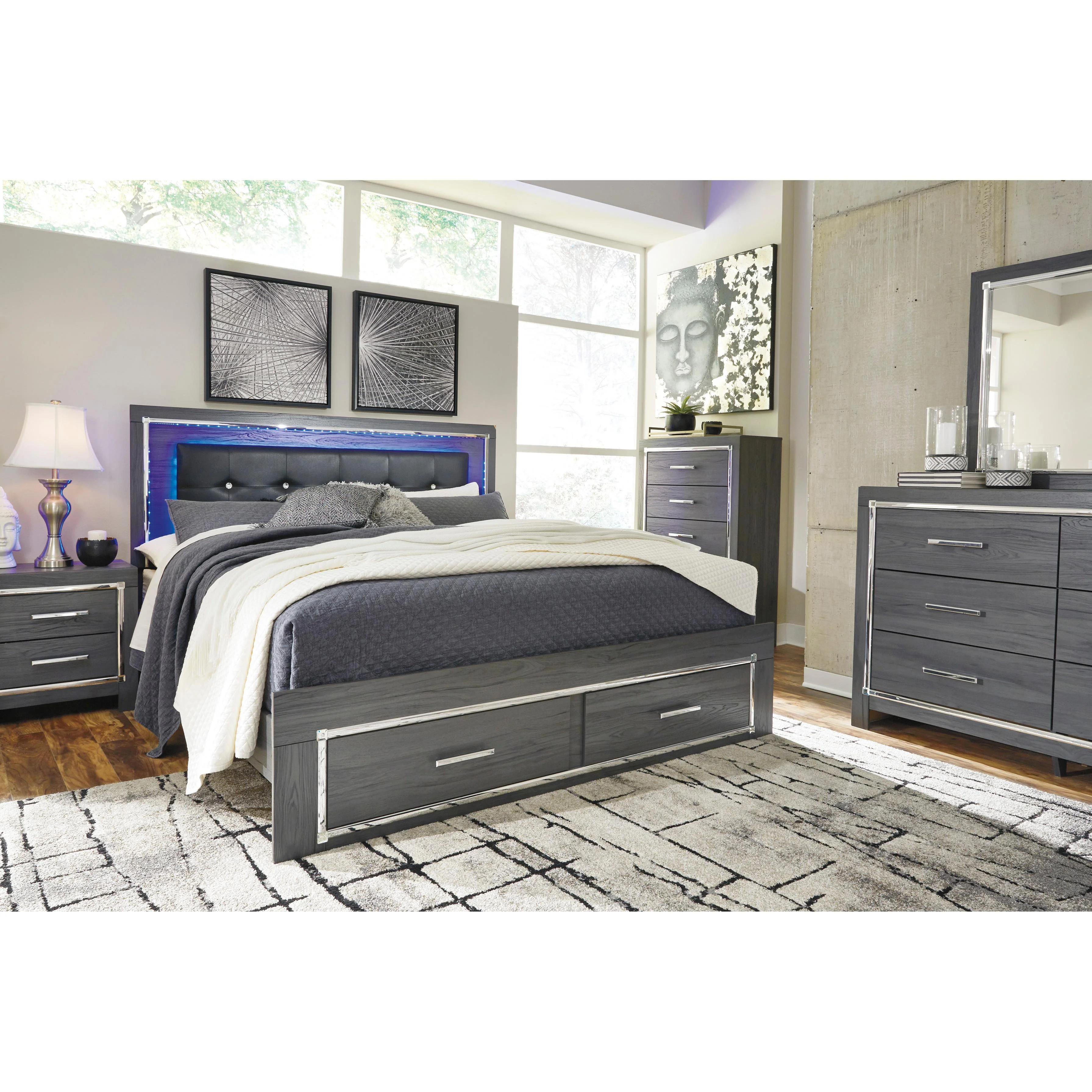 Signature Design by Ashley Lodanna B214B13 King Panel Bed with 2 Storage Drawers - Image 11