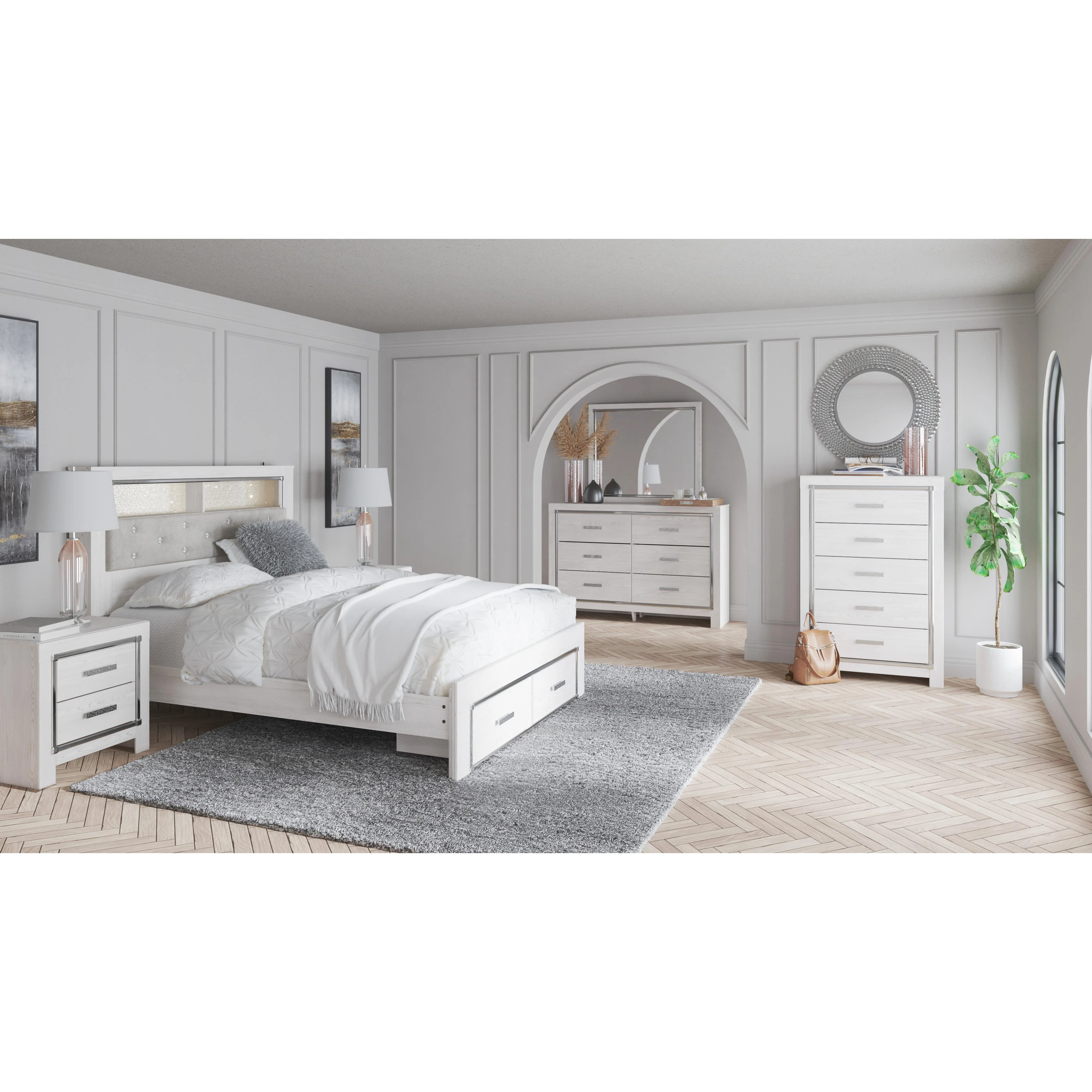 Signature Design by Ashley Altyra B2640B19 Queen Upholstered Bookcase Bed with Storage - Image 6