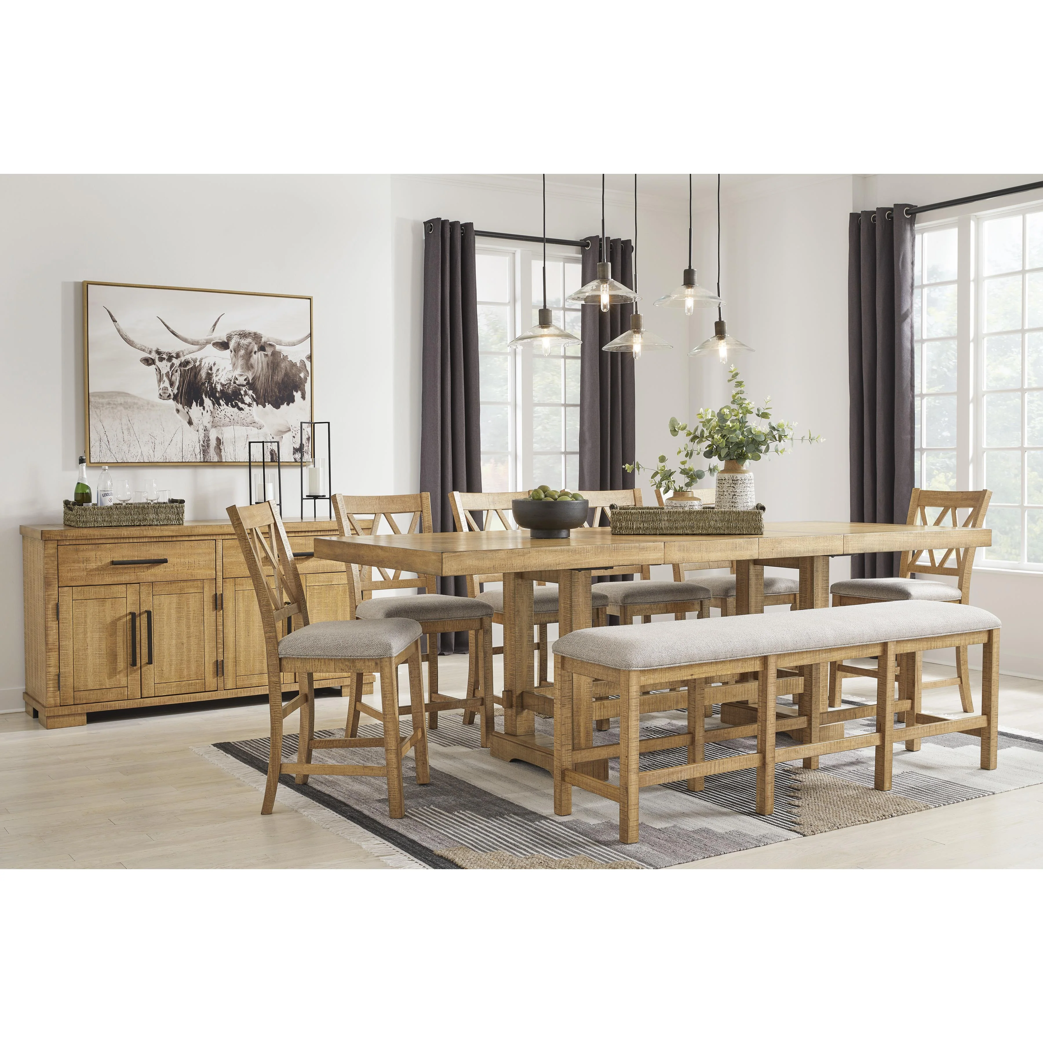Signature Design by Ashley Havonplane D773-09 XL Counter Upholstered Dining Room Bench - Image 9