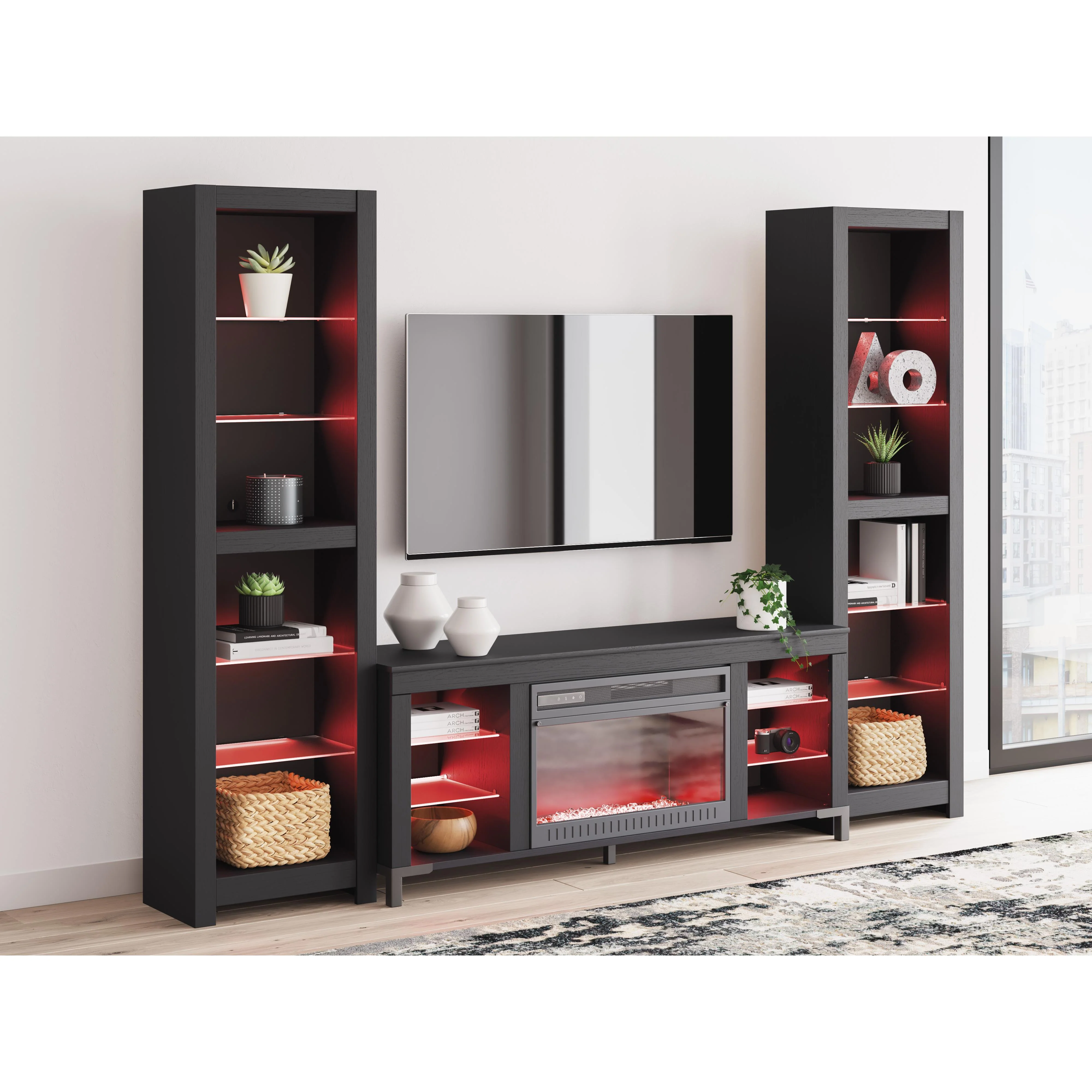 Signature Design by Ashley Cayberry W2721W2 3 pc Entertainment Center with Electric Fireplace - Image 8