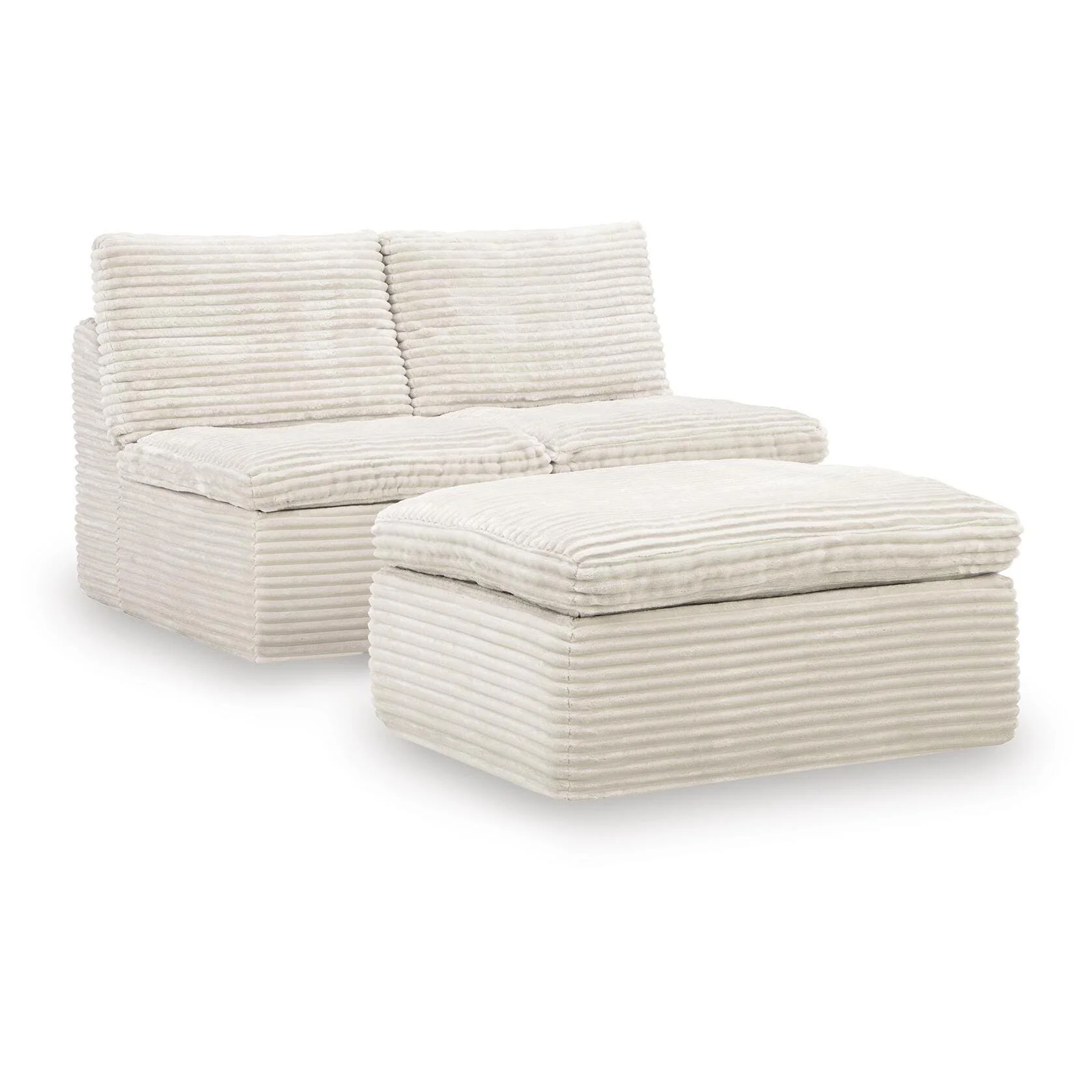 Signature Design by Ashley Fannin PC8430431 2 Armless Chairs with Ottoman
