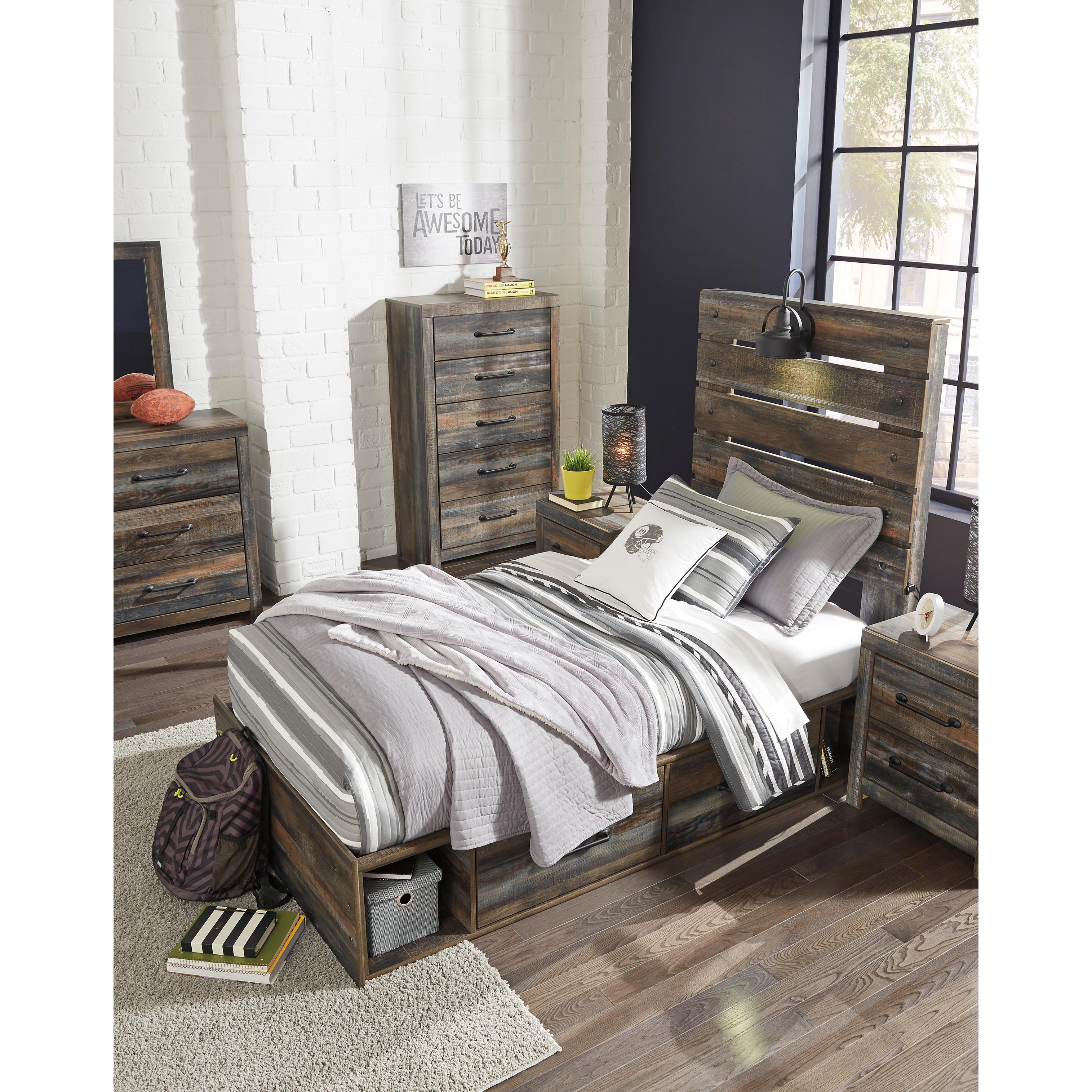 Signature Design by Ashley Drystan B211B8 Twin Panel Bed with 2 Storage Drawers - Image 4