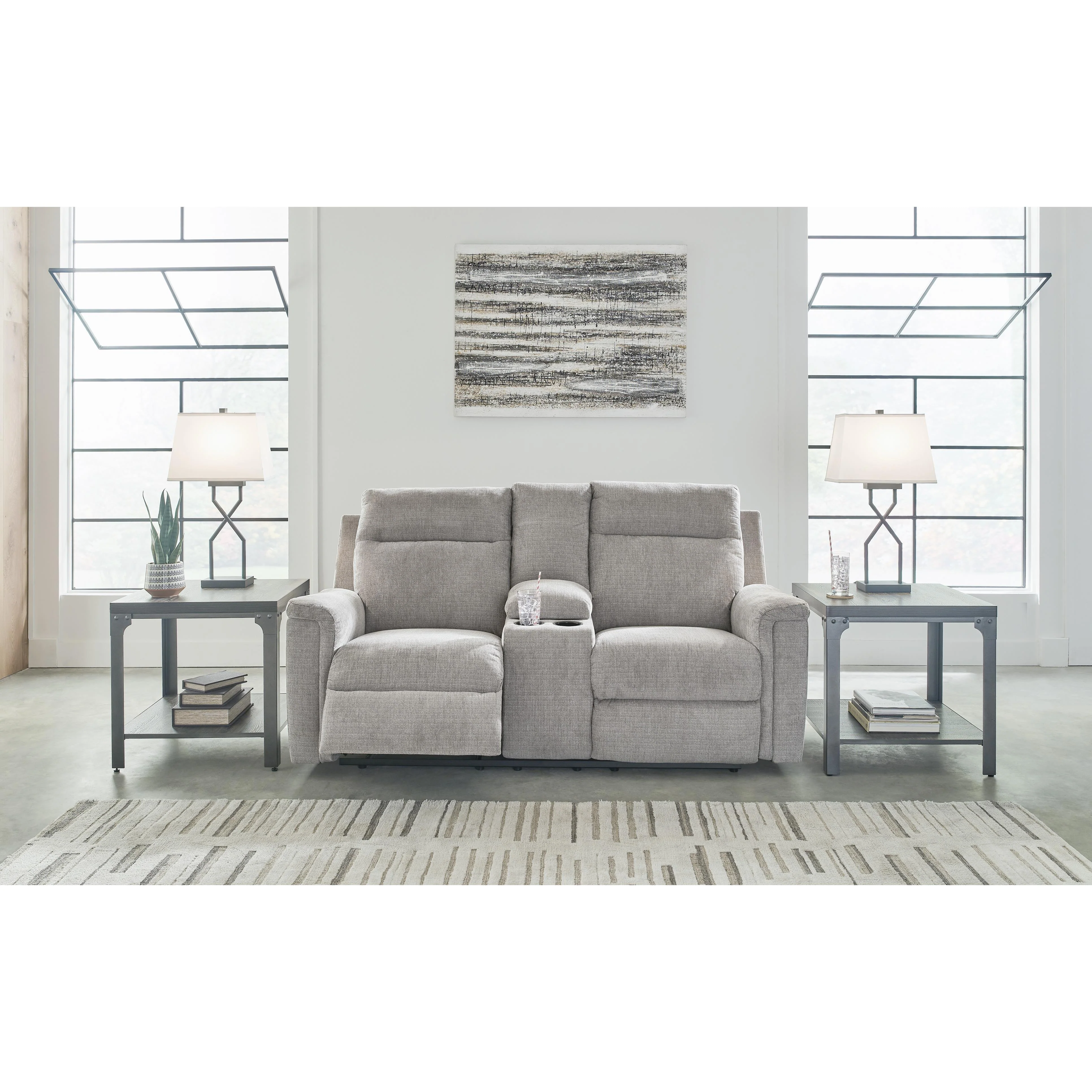 Signature Design by Ashley Barnsana 3320196 Double Reclining Power Loveseat with Console - Image 6