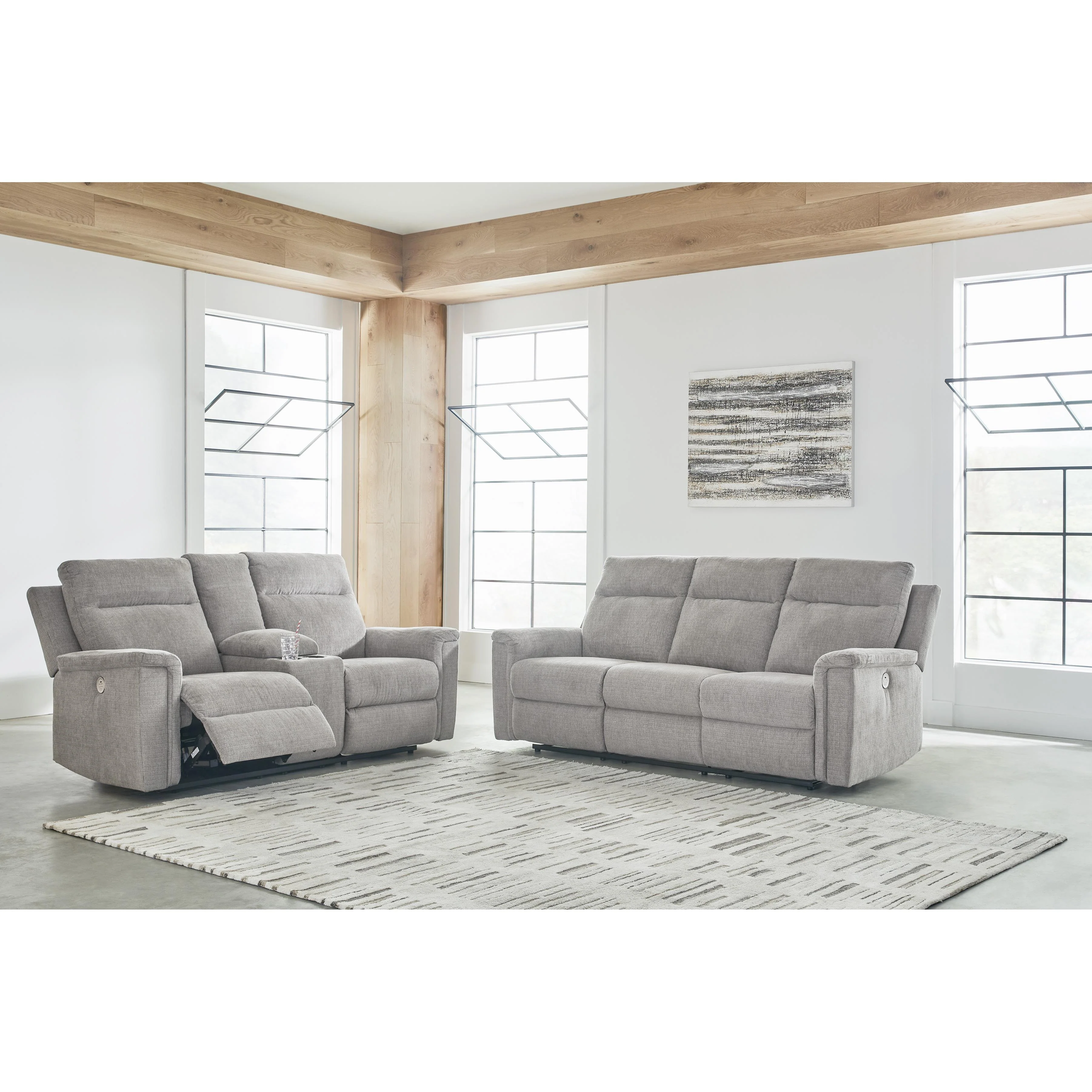 Signature Design by Ashley Barnsana 3320196C Double Reclining Power Loveseat with Console - Image 11