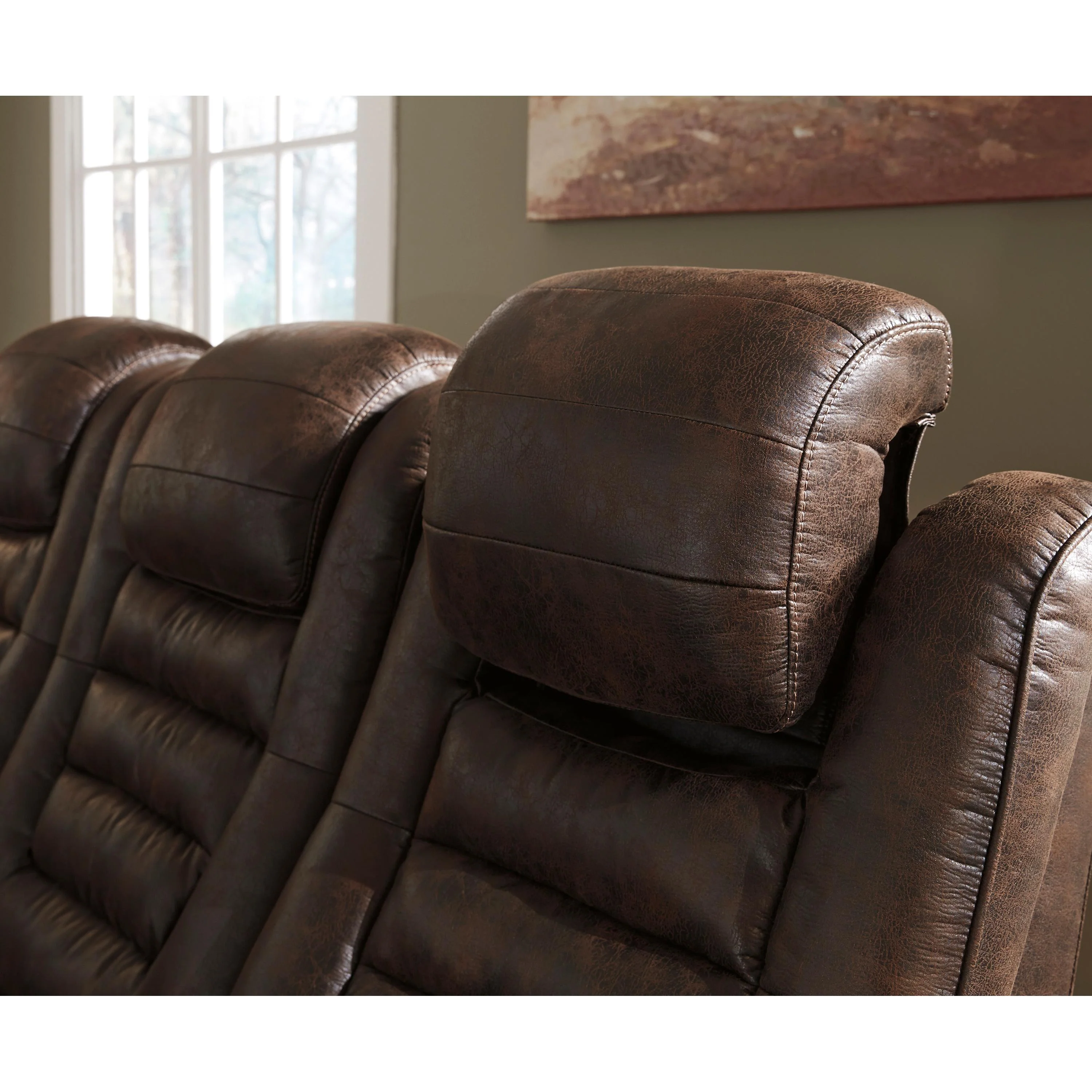 Signature Design by Ashley Game Zone 3850118C Power Reclining Loveseat w/ Console and ADJ Headrest - Image 8