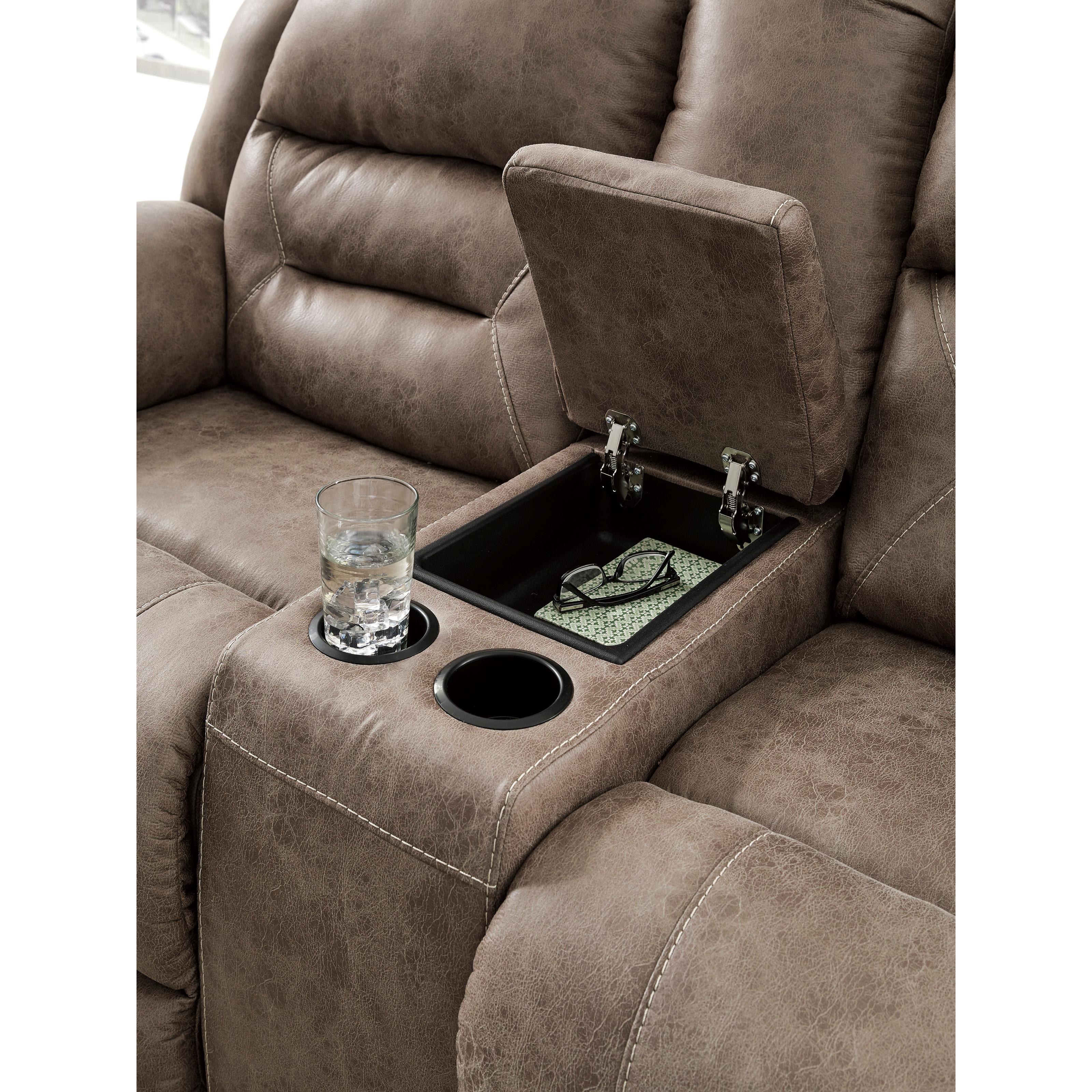 Signature Design by Ashley Stoneland Power Reclining Leather Look Loveseat with Console 3990596 - Image 7