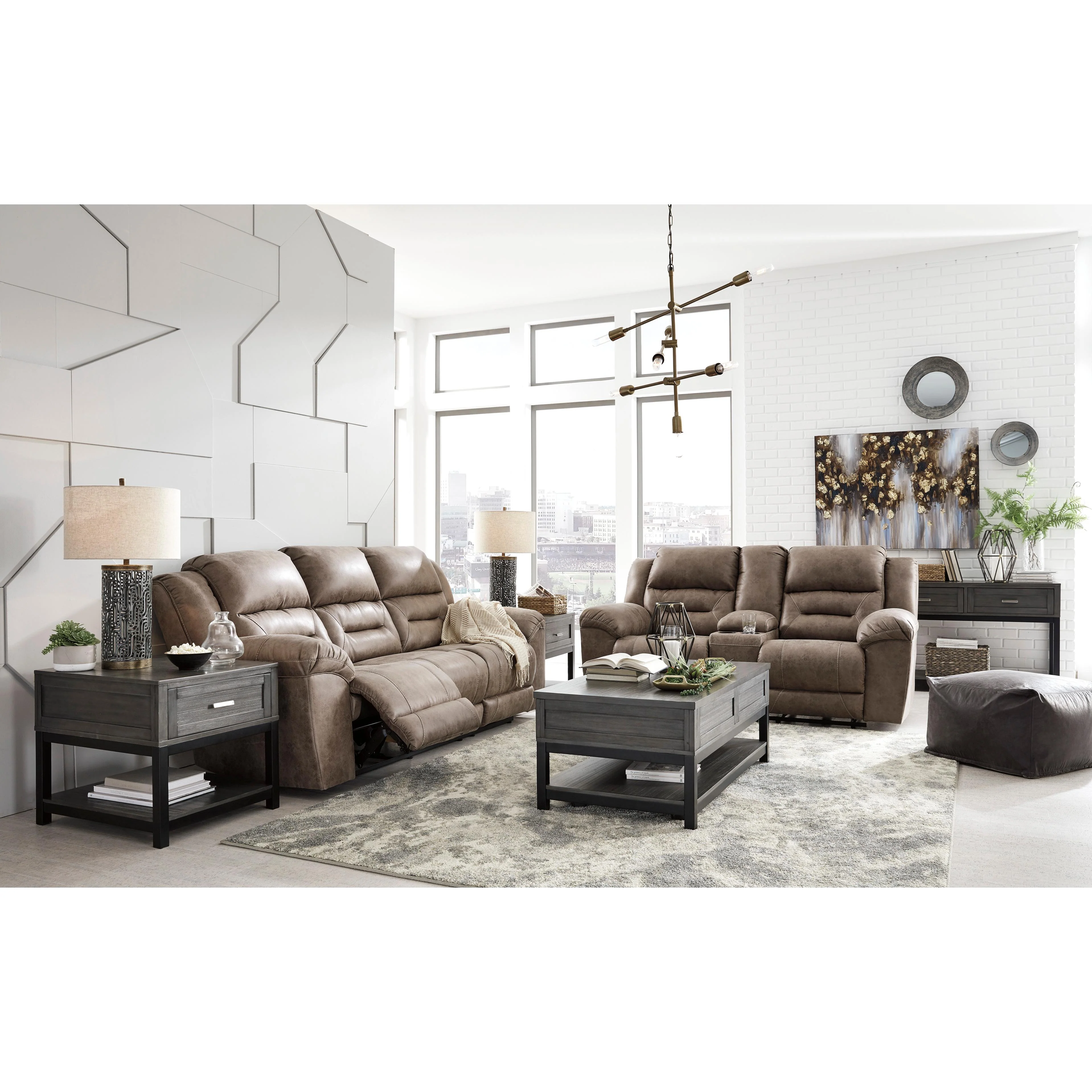 Signature Design by Ashley Stoneland Power Reclining Leather Look Loveseat with Console 3990596 - Image 9
