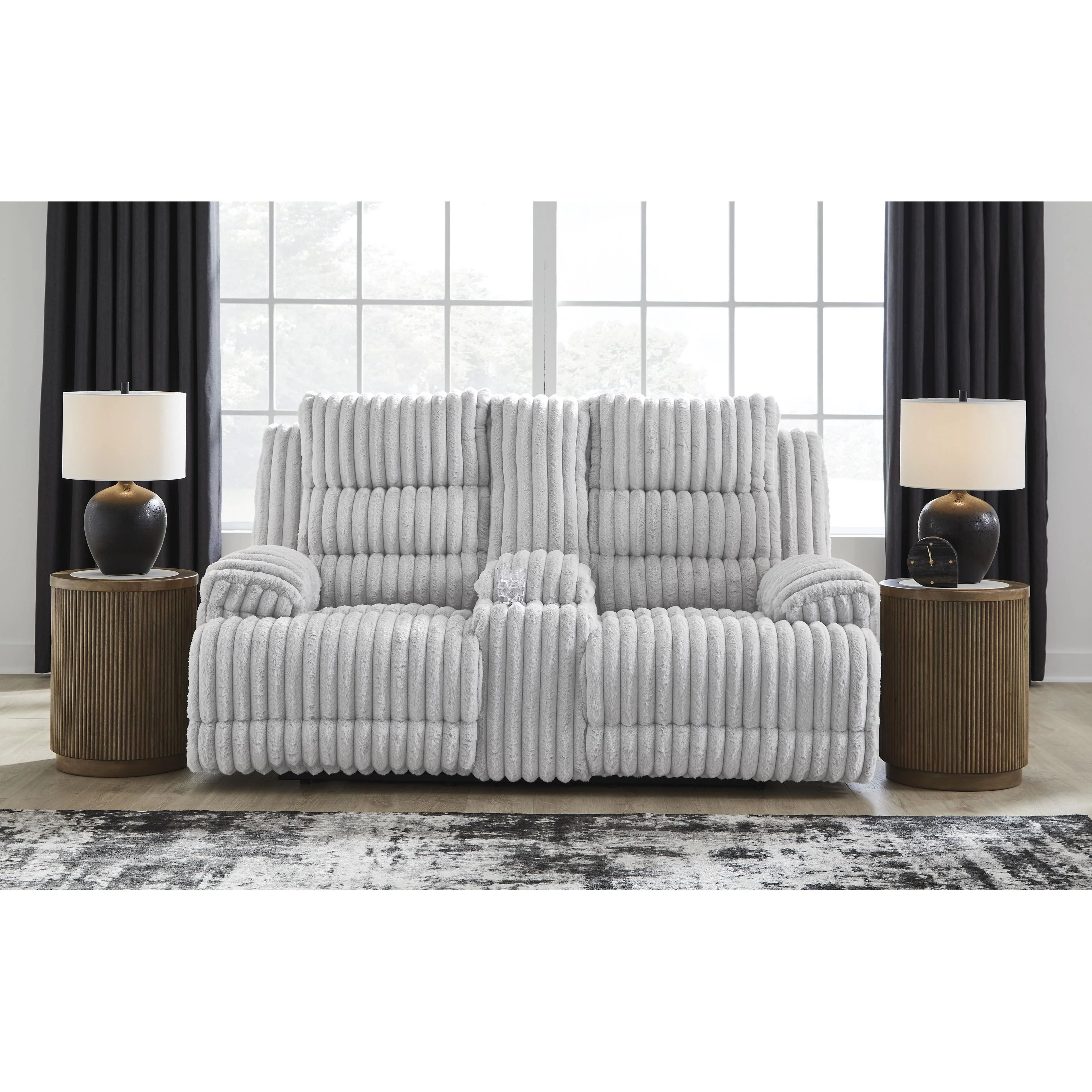 Signature Design by Ashley Rhines Falls PC4280496 Double Reclining Power Loveseat with Console - Image 5