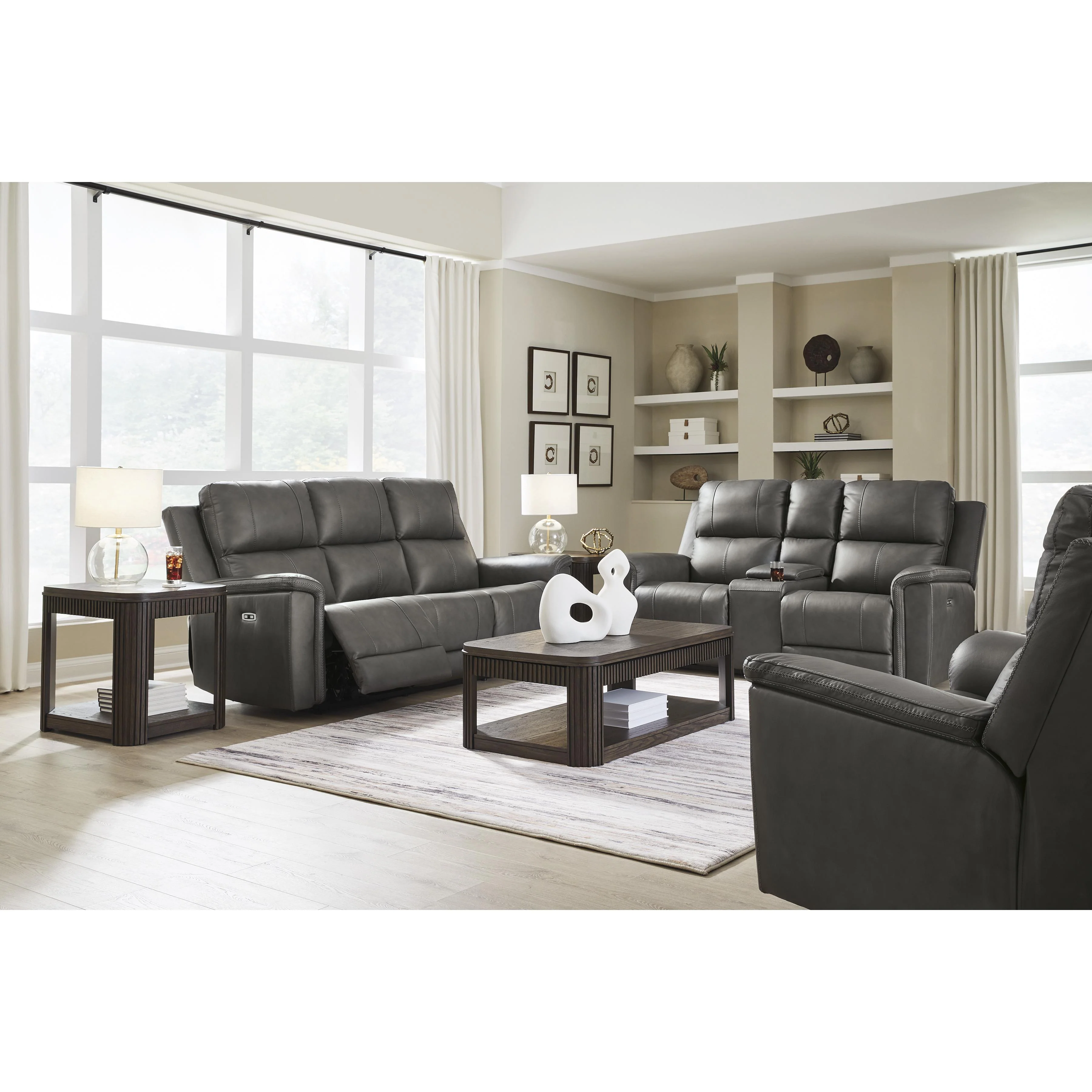 Signature Design by Ashley Bleckley Power Reclining Leather Match Loveseat with Console PCU1200018C - Image 13