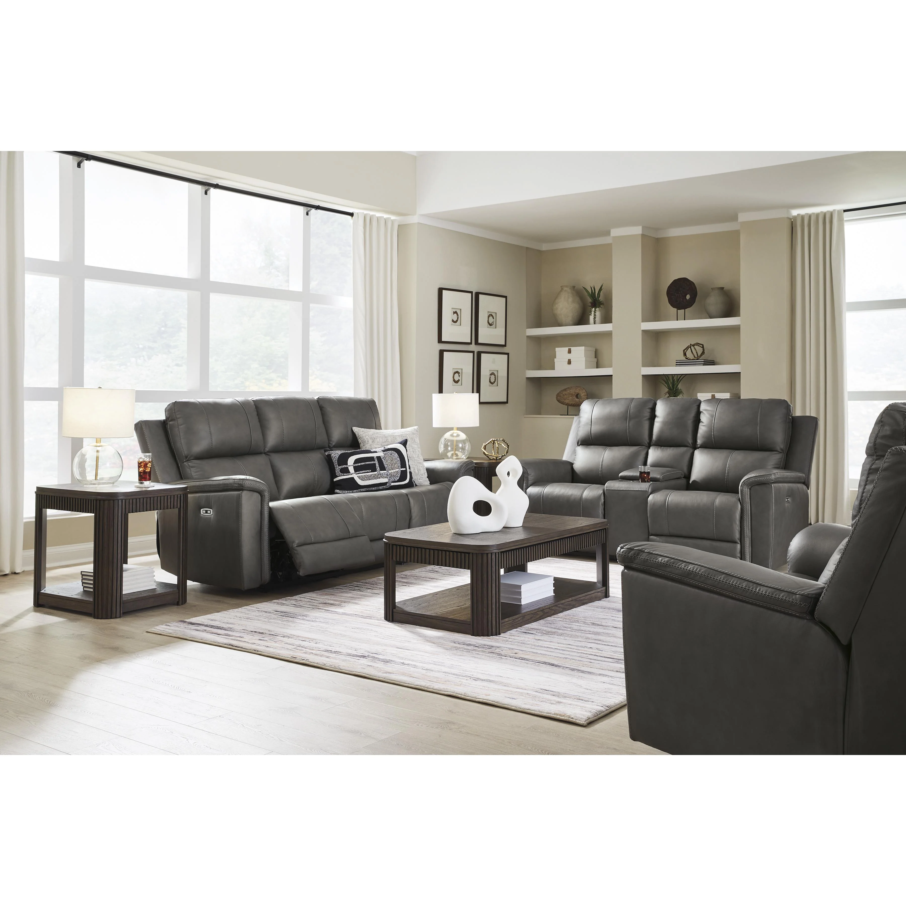 Signature Design by Ashley Bleckley Power Reclining Leather Match Loveseat with Console PCU1200018C - Image 14