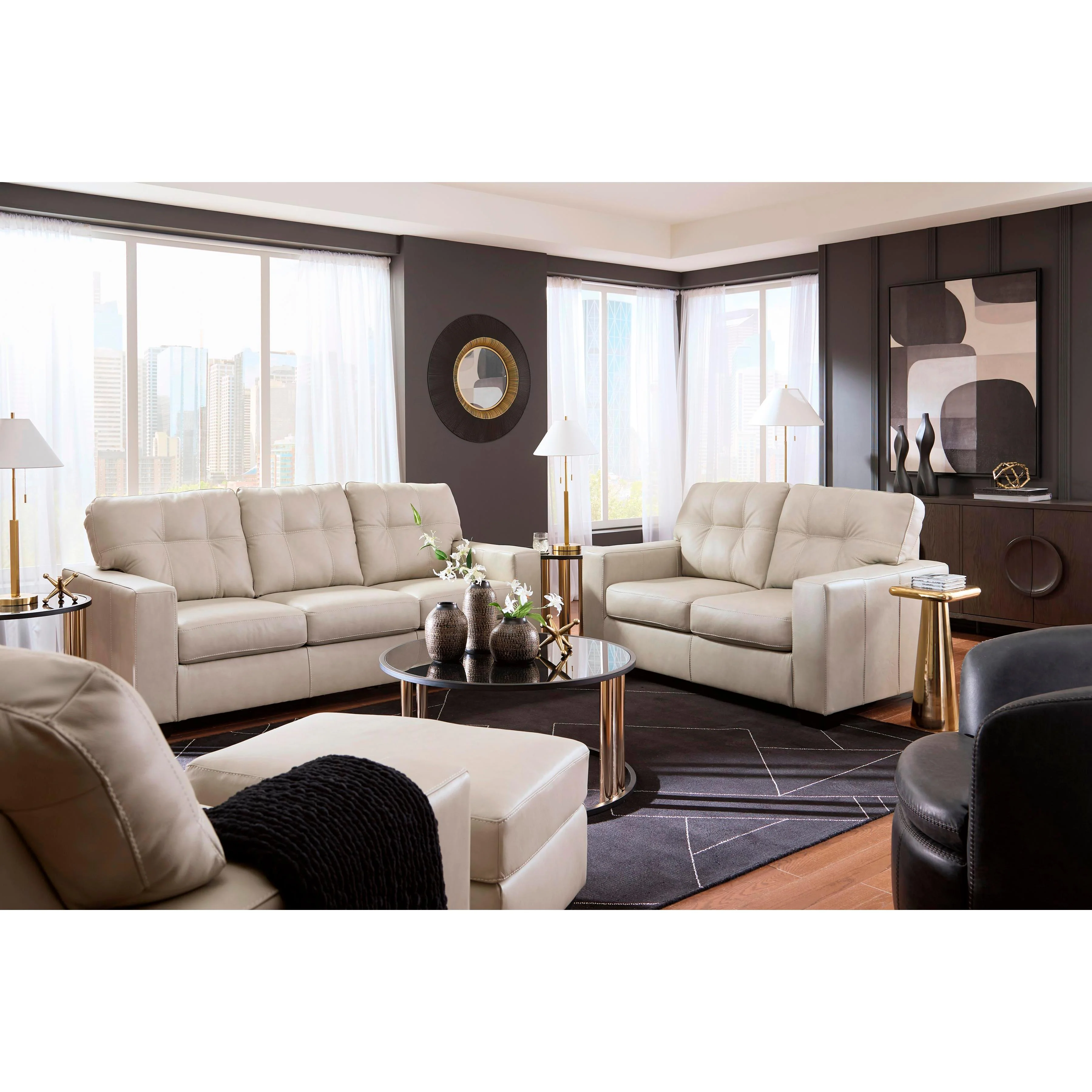 Signature Design by Ashley Santorine Stationary Leather Match Loveseat 2170835C - Image 12