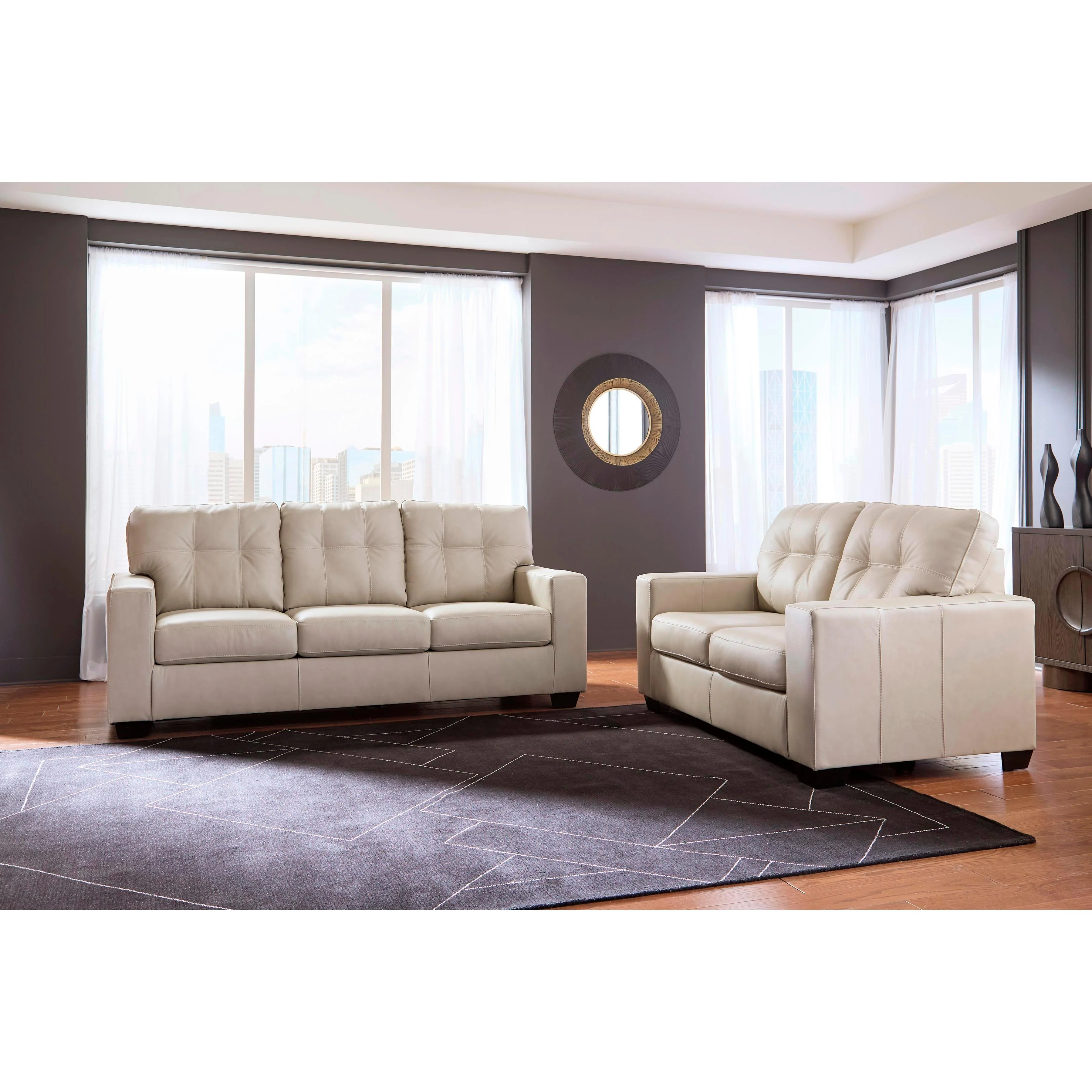 Signature Design by Ashley Santorine Stationary Leather Match Loveseat 2170835C - Image 5