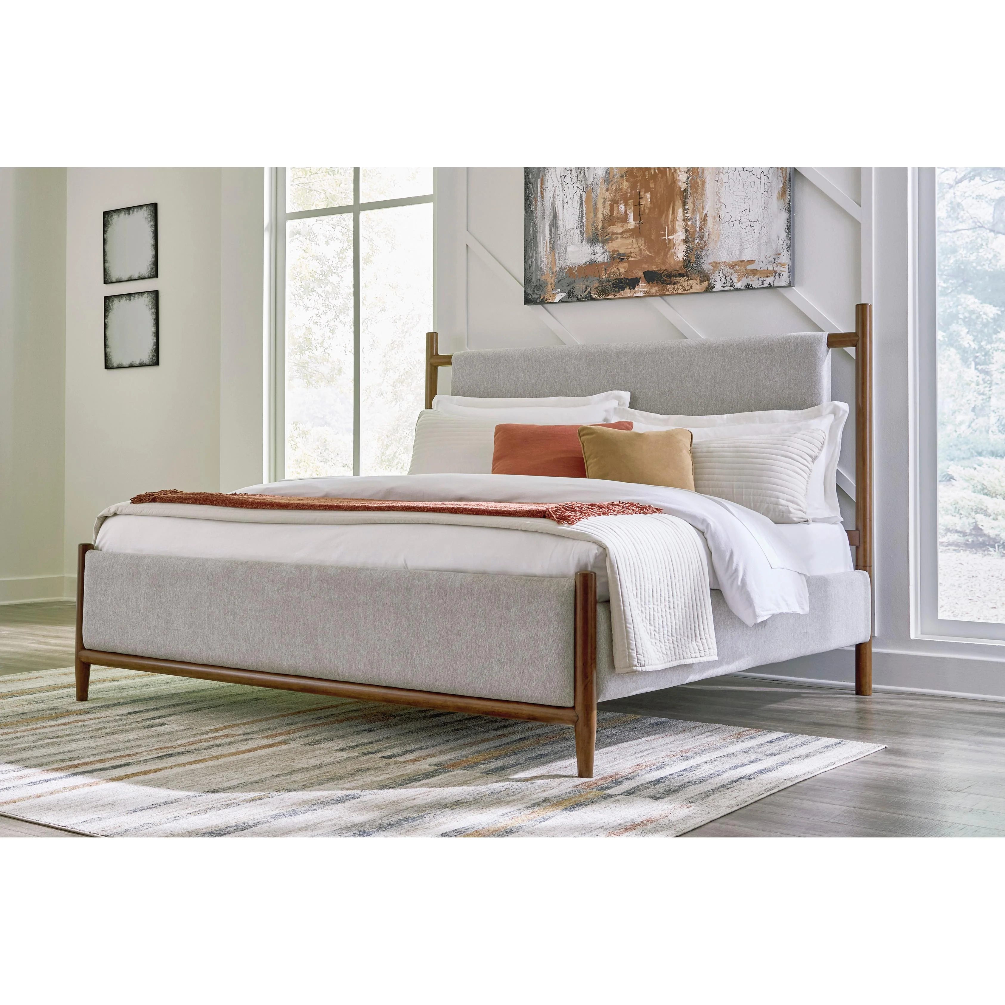 Signature Design by Ashley Lyncott B615B12 6 pc Queen Upholstered Panel Bedroom Set - Image 2