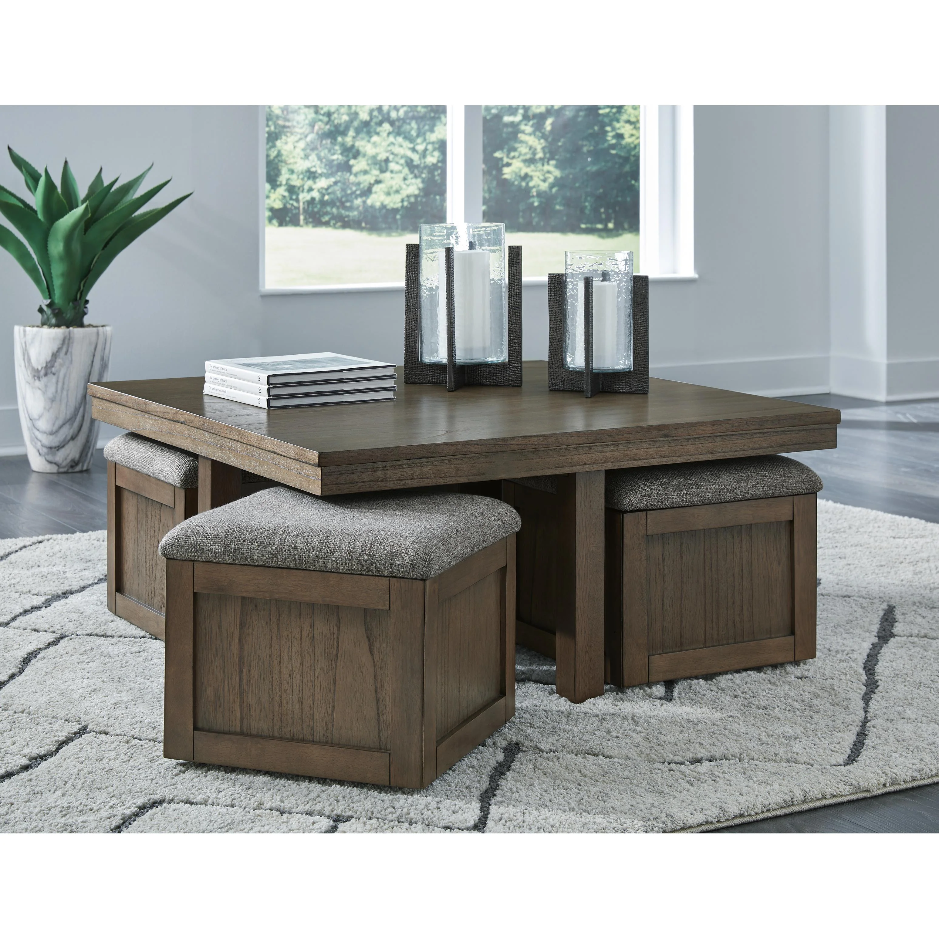 Signature Design by Ashley Boardernest T738-20 Cocktail Table with 4 Stools - Image 5