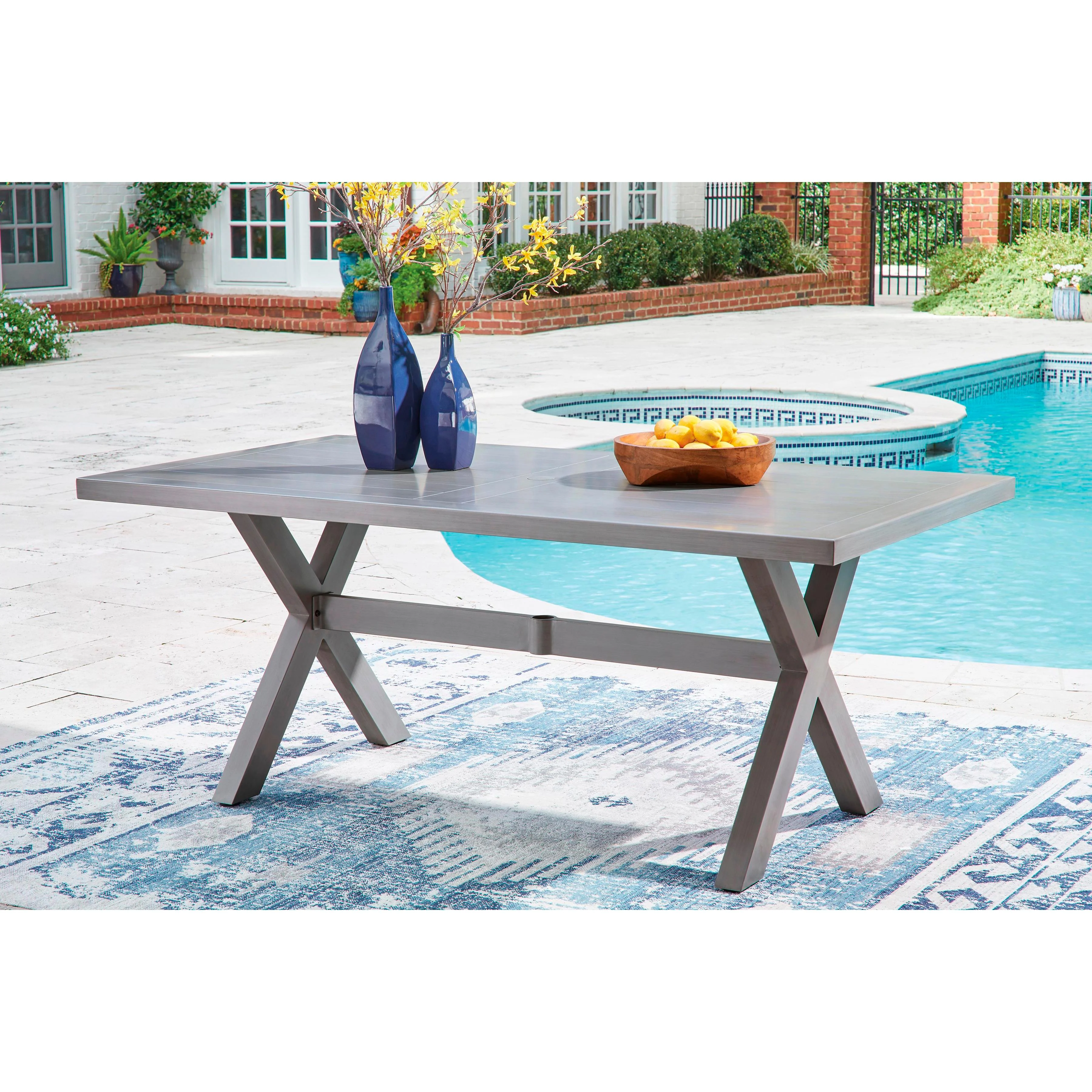 Signature Design by Ashley Half Moon Beach PCP418-625 Rectangular Dining Table with Umbrella Option - Image 4