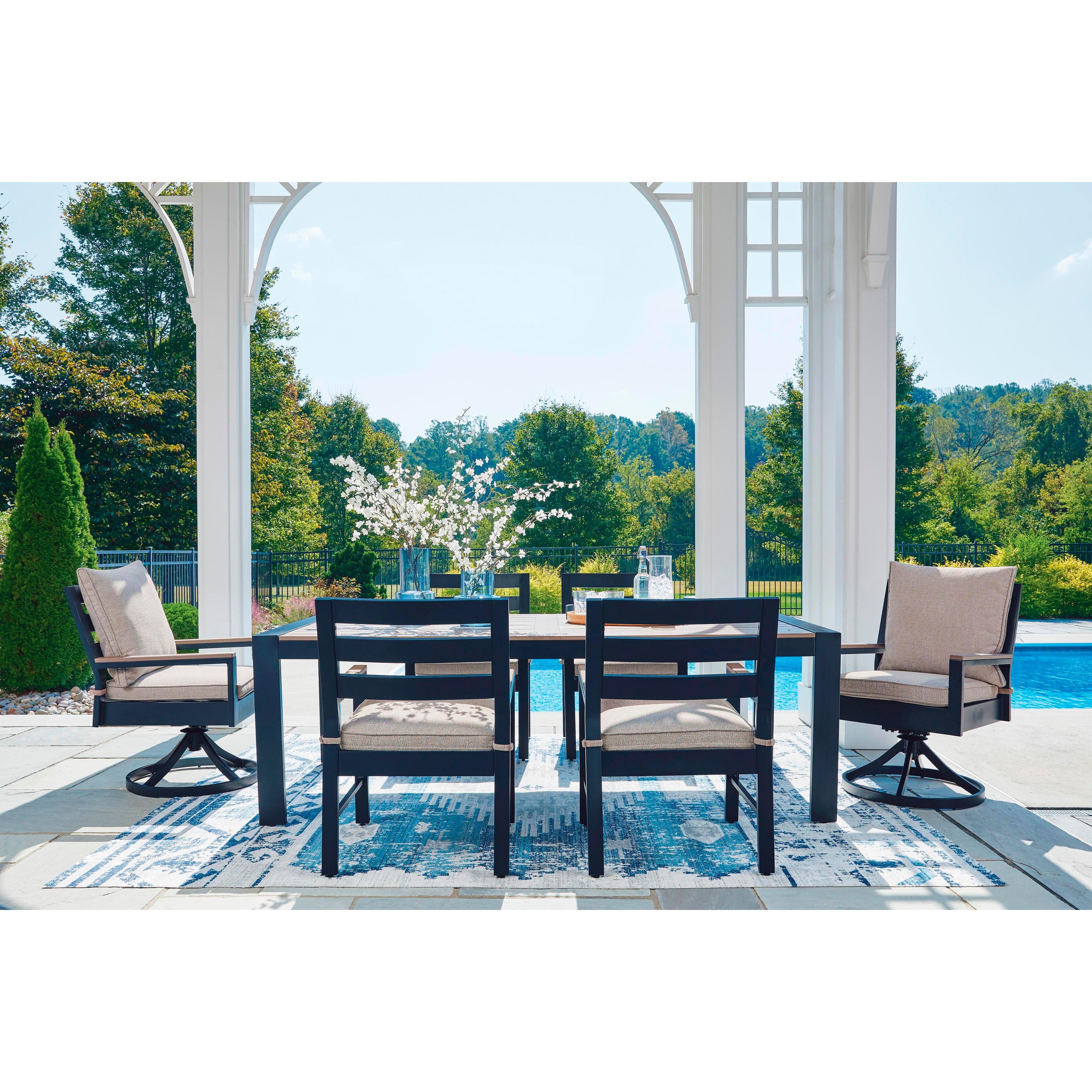 Signature Design by Ashley East Beach PCP587-625 Rectangular Dining Table with Umbrella Option - Image 6