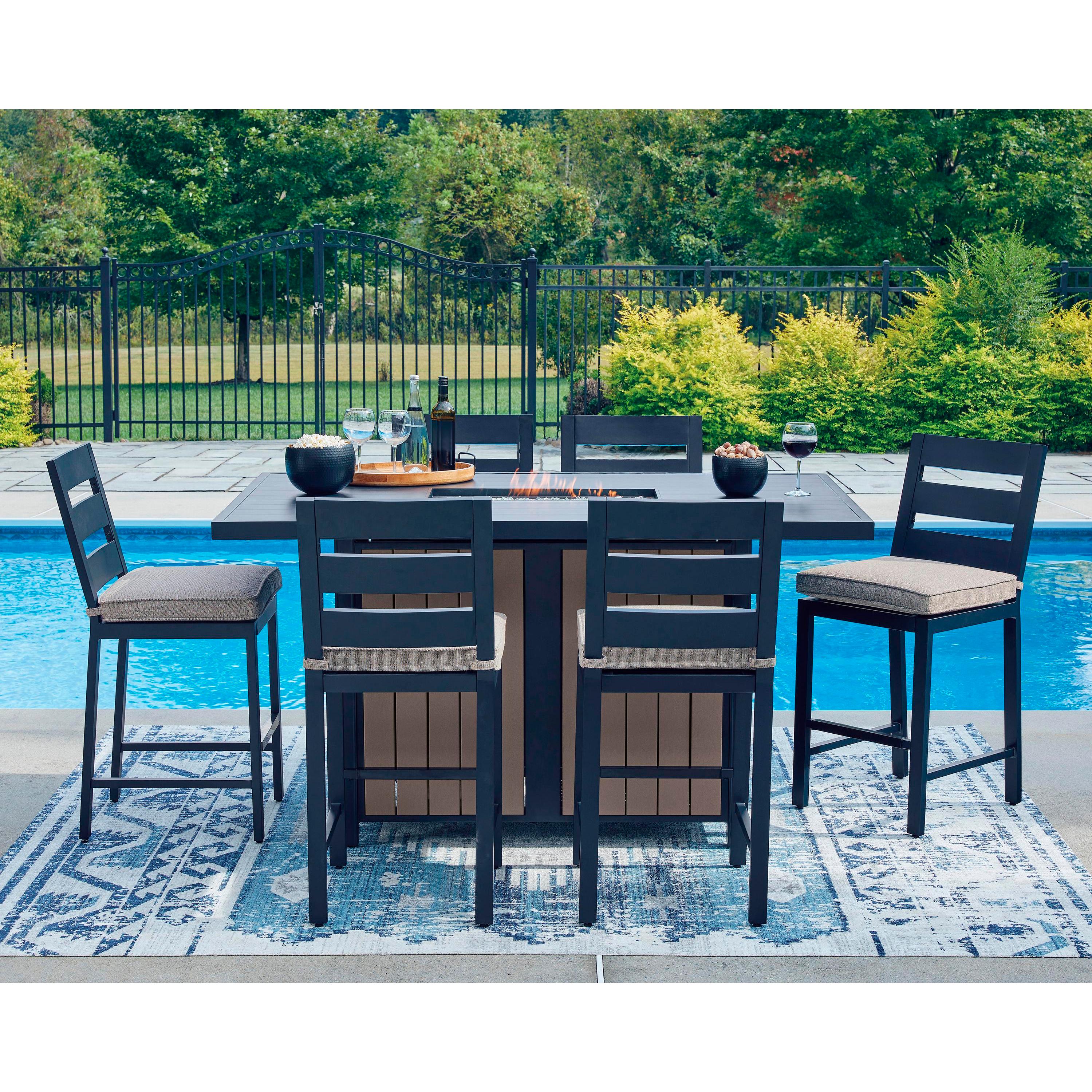 Signature Design by Ashley East Beach PCP587-665 Rectangular Bar Table with Fire Pit - Image 9